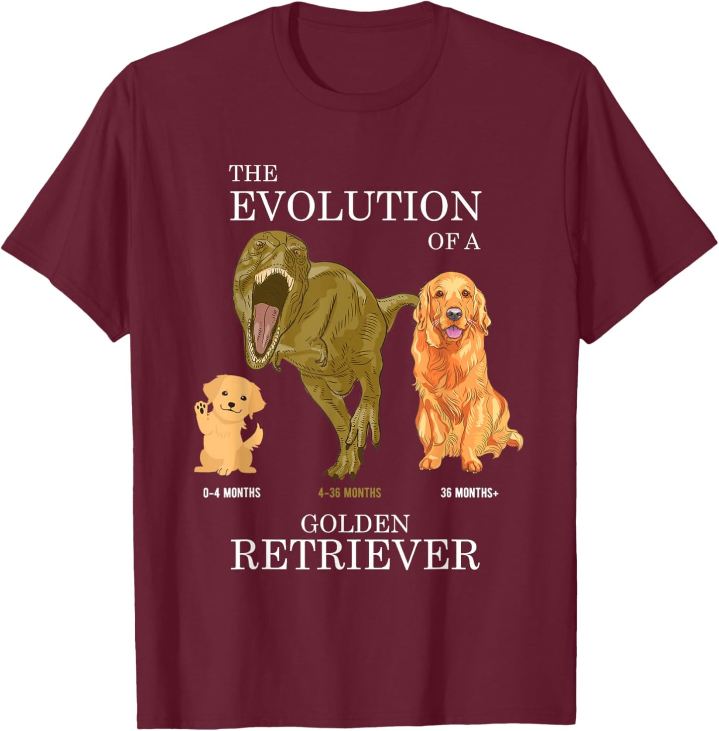 The Evolution of a Golden Retriever or Evolution of dogs T-Shirt - T-Shirt | Maroon