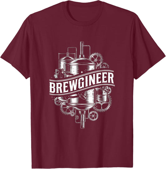 Engineering-Themed Brewery Enthusiast Brewgineer T-Shirt - T-Shirt | Maroon