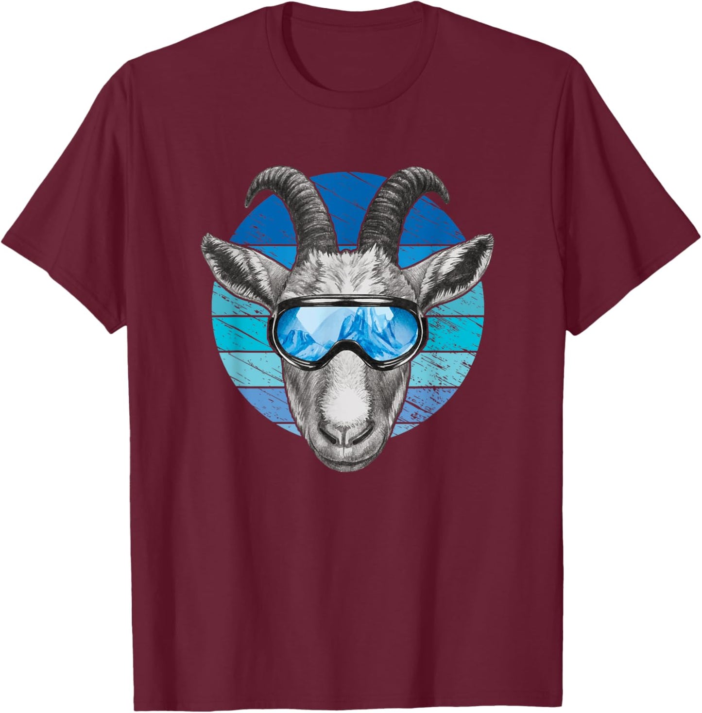 Funny goat with ski goggles T-Shirt - T-Shirt | Maroon
