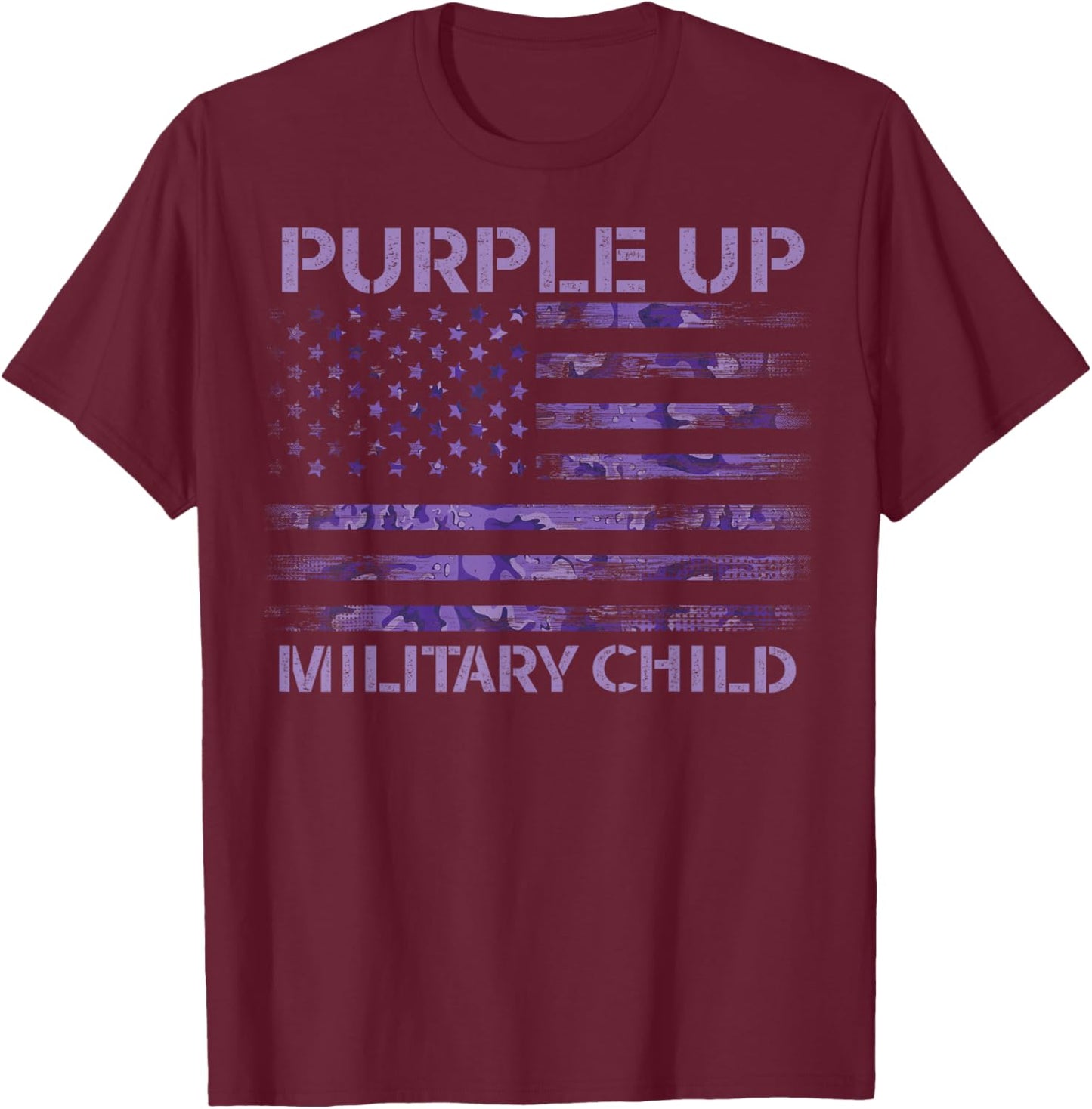 Purple Up Military Strong Child Kids Support Appreciation T-Shirt - T-Shirt | Maroon