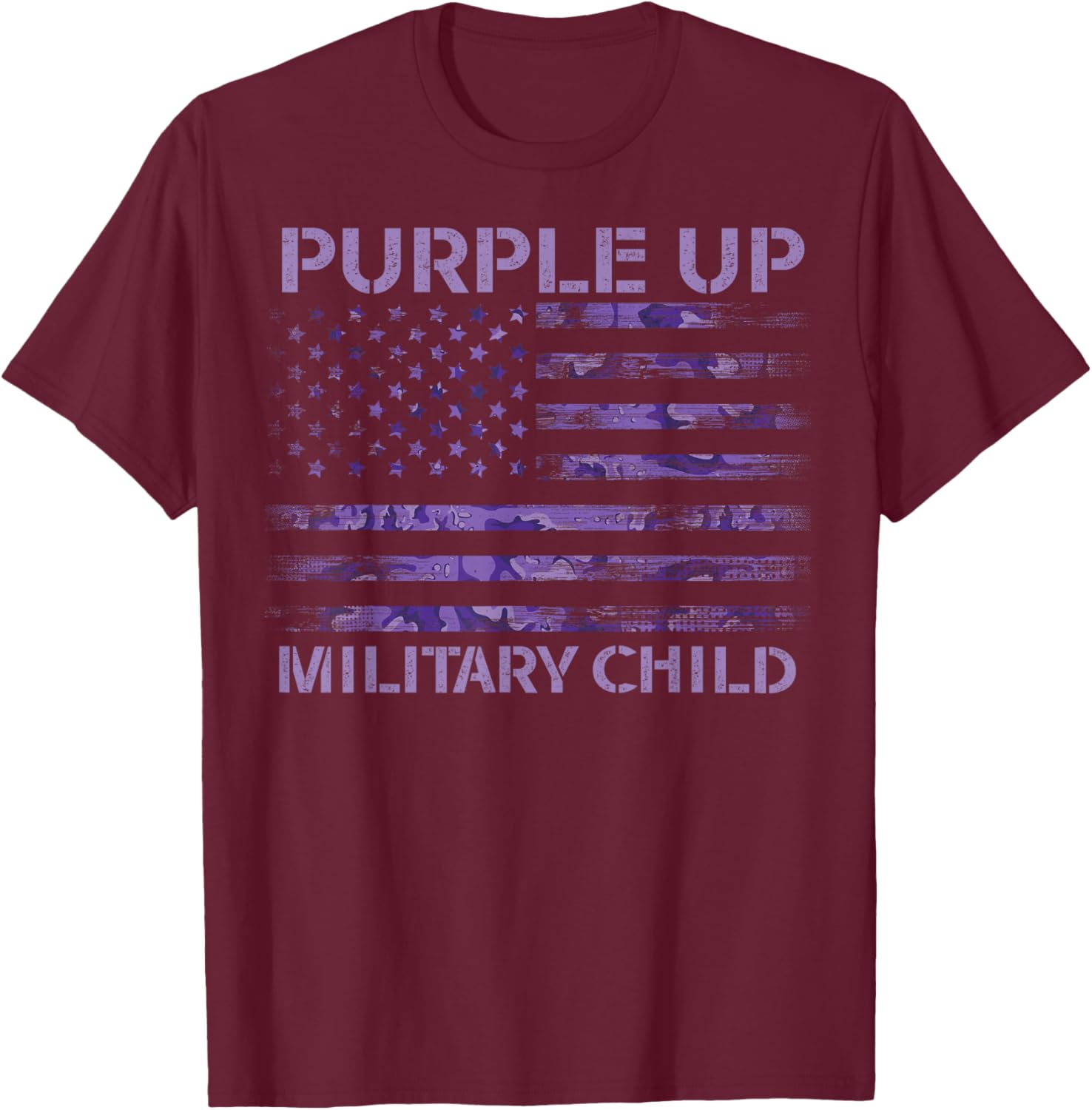Purple Up Military Strong Child Kids Support Appreciation T-Shirt - T-Shirt | Maroon