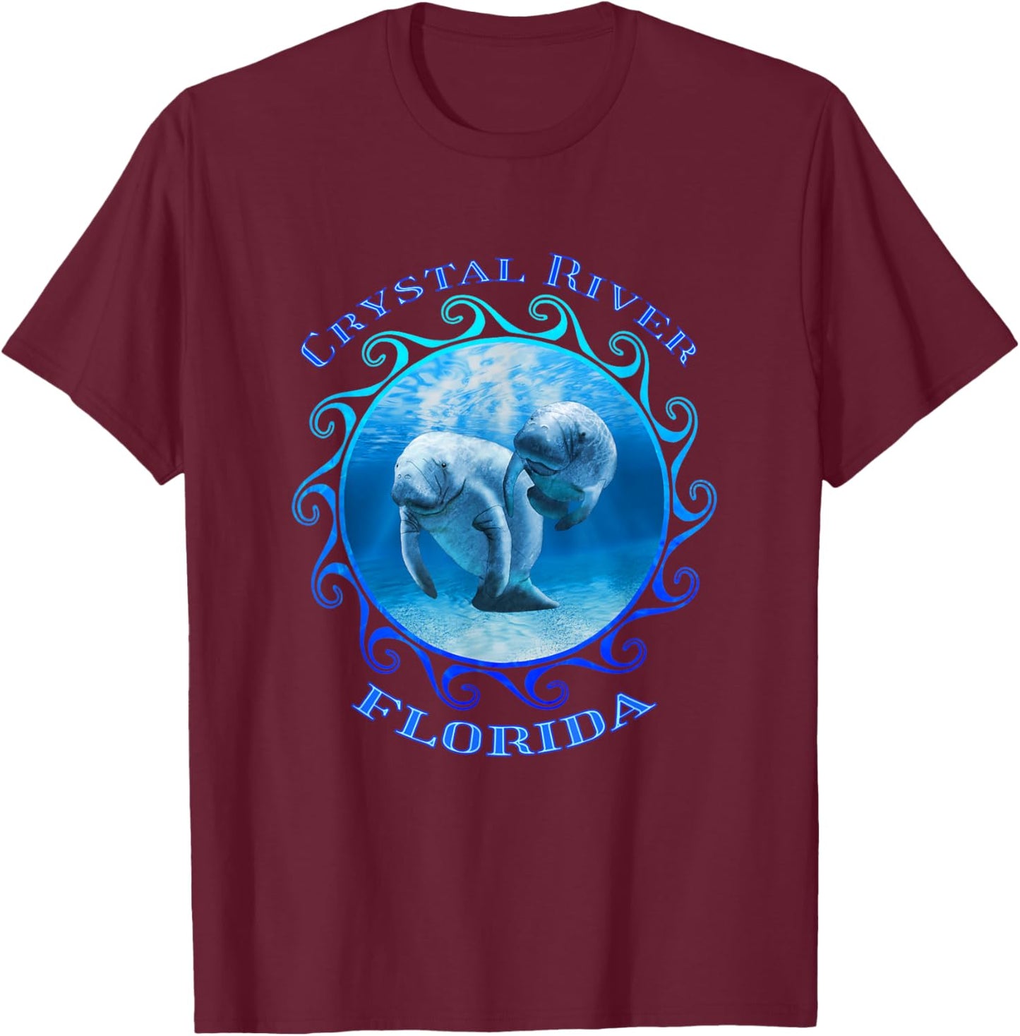Crystal River Florida Vacation Swimming Manatees T-Shirt - T-Shirt | Maroon