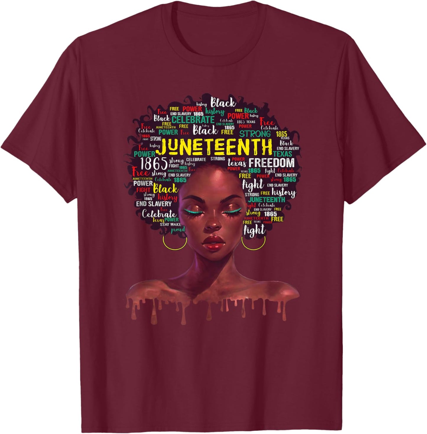 Juneteenth shirts Afro Beautiful Black Pride 2024 T-Shirt - T-Shirt | Maroon