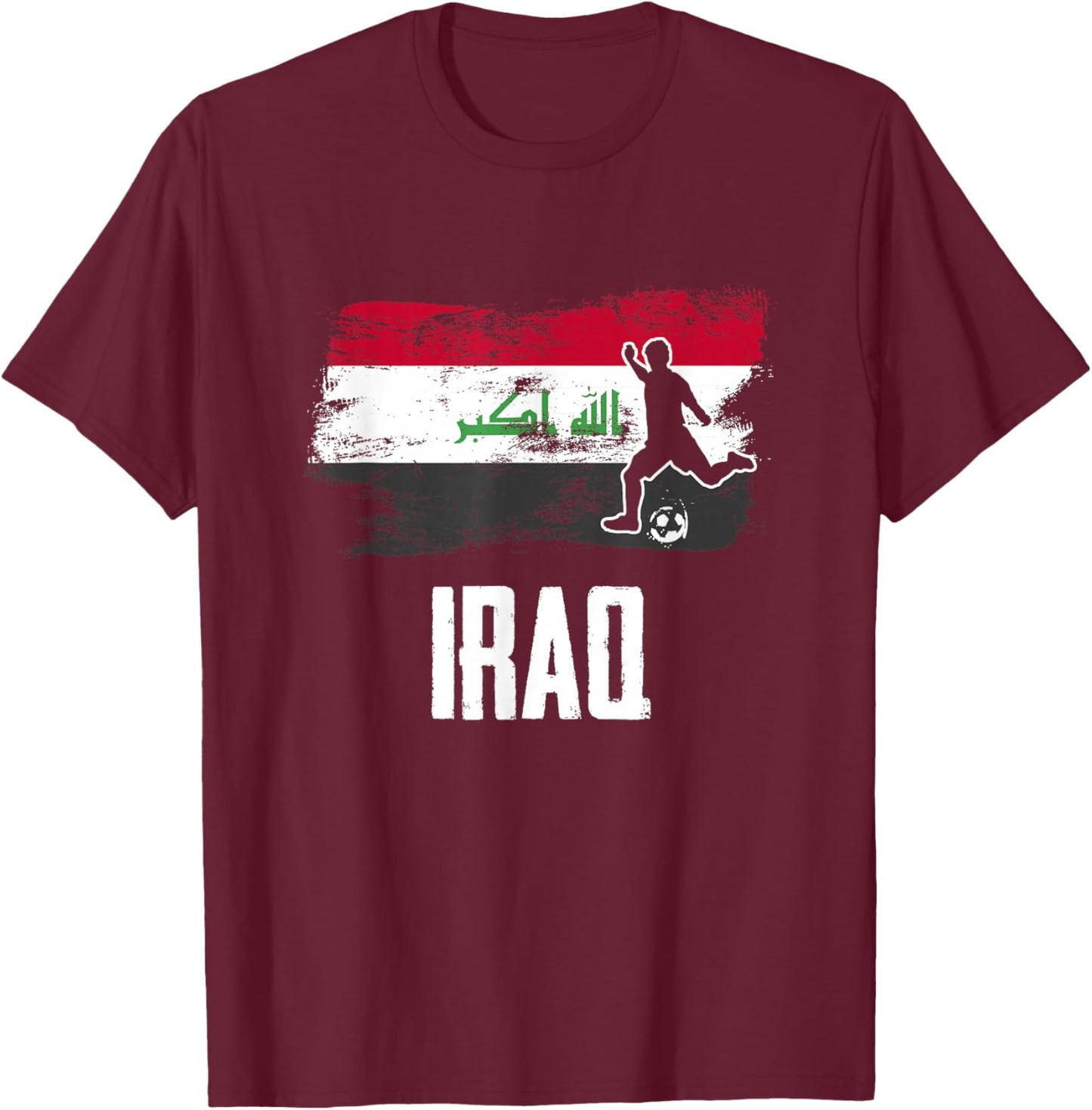 Iraq Flag Jersey Iraqi Soccer Team Iraqi T-Shirt - T-Shirt | Maroon