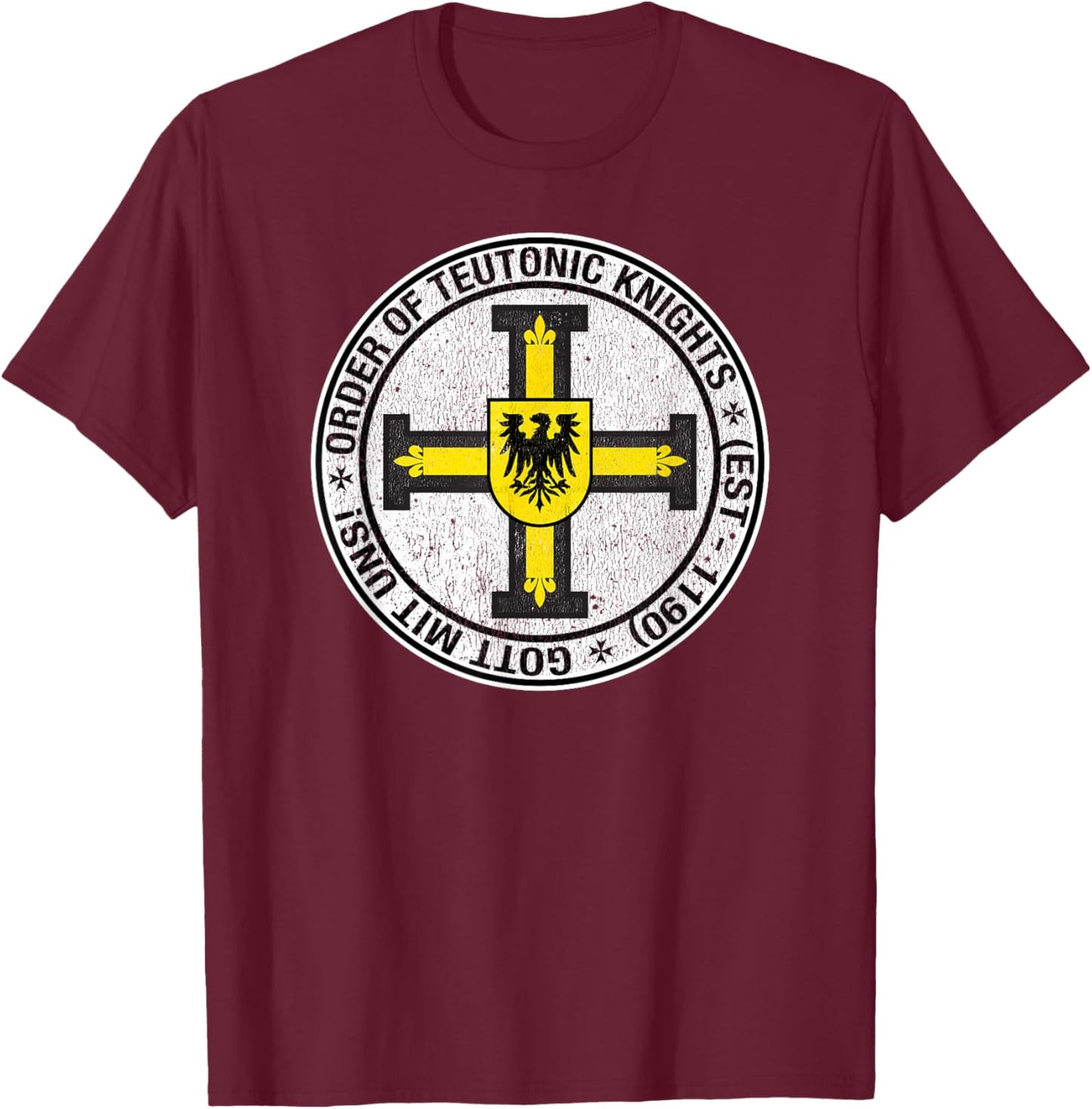 Signs and Symbols Order of the Knights Teutonic Coat of Arms T-Shirt - T-Shirt | Maroon