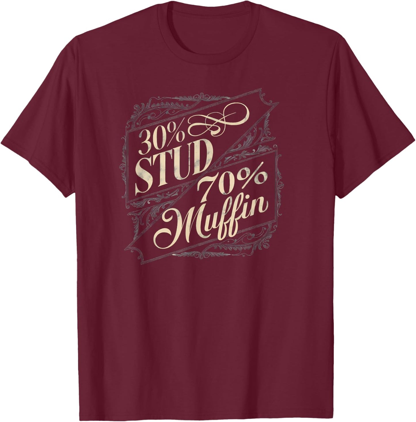30% Stud 70% Muffin Vintage Retro Funny Joke Sarcasm T-Shirt - T-Shirt | Maroon