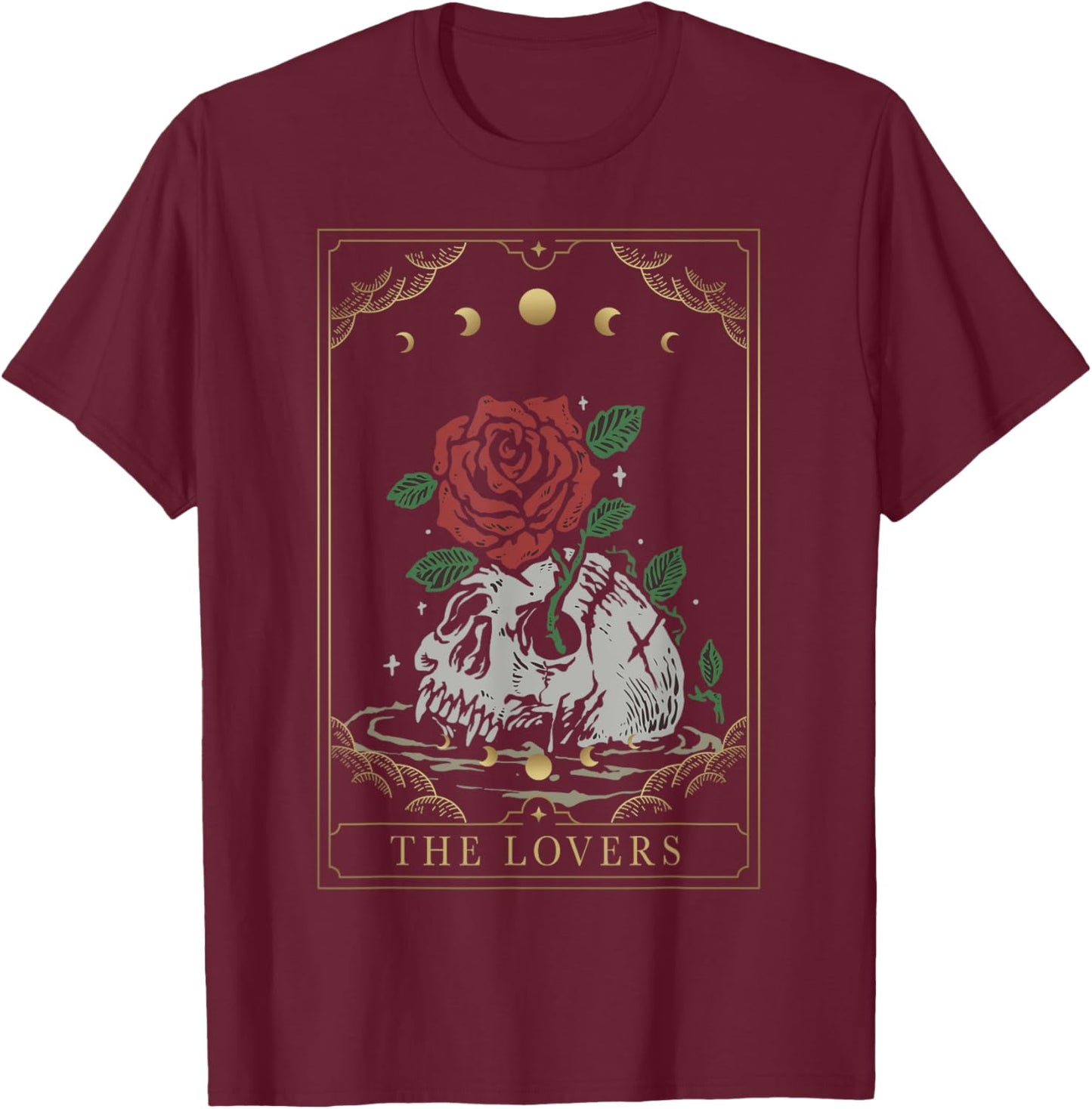 The Lovers Tarot Card Occult Goth Fortune Telling Tarot Card T-Shirt - T-Shirt | Maroon