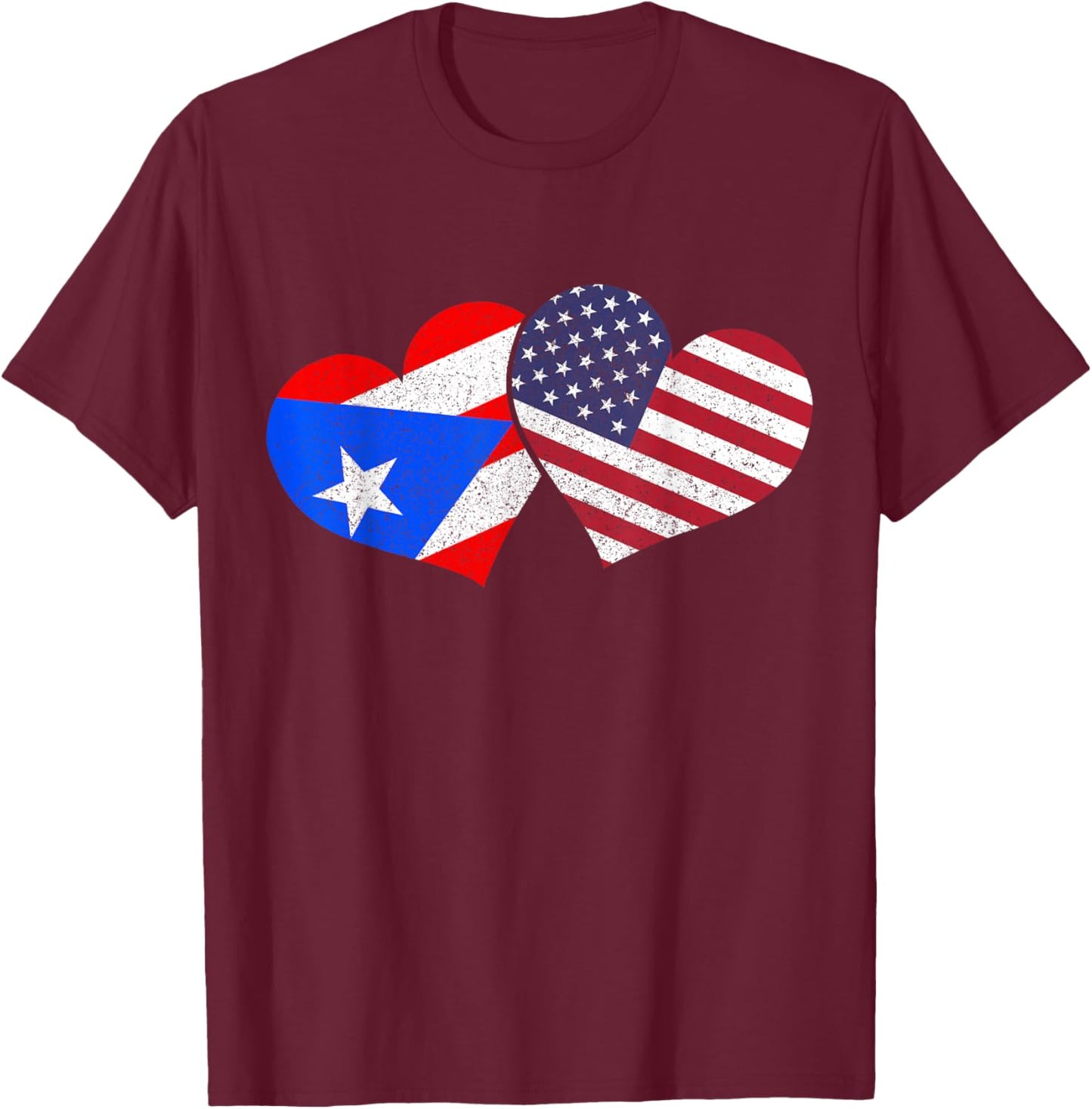 Puerto Rico & USA Pride Patriotic Puerto Rican American Flag T-Shirt - T-Shirt | Maroon