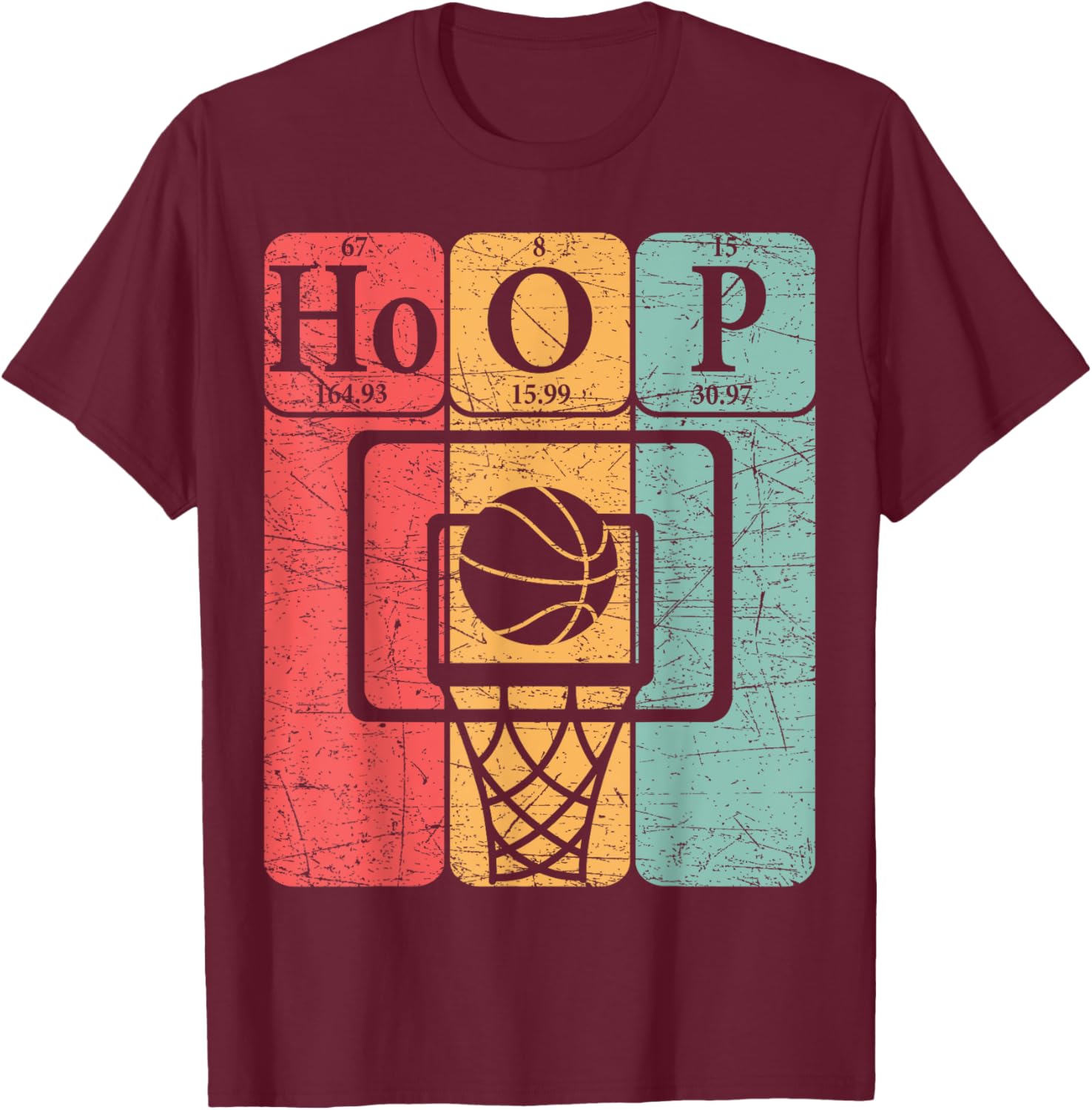 Basketball Periodic Table Elements Science Nerd Basketballer T-Shirt - T-Shirt | Maroon