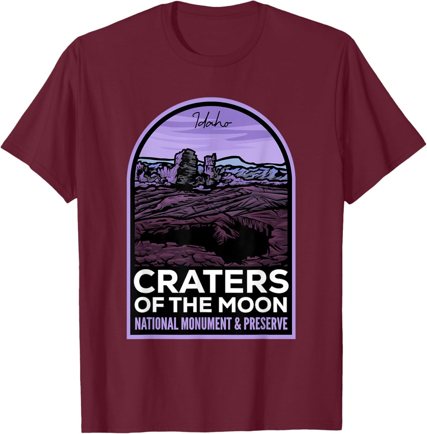Craters of the Moon Idaho T-Shirt - T-Shirt | Maroon