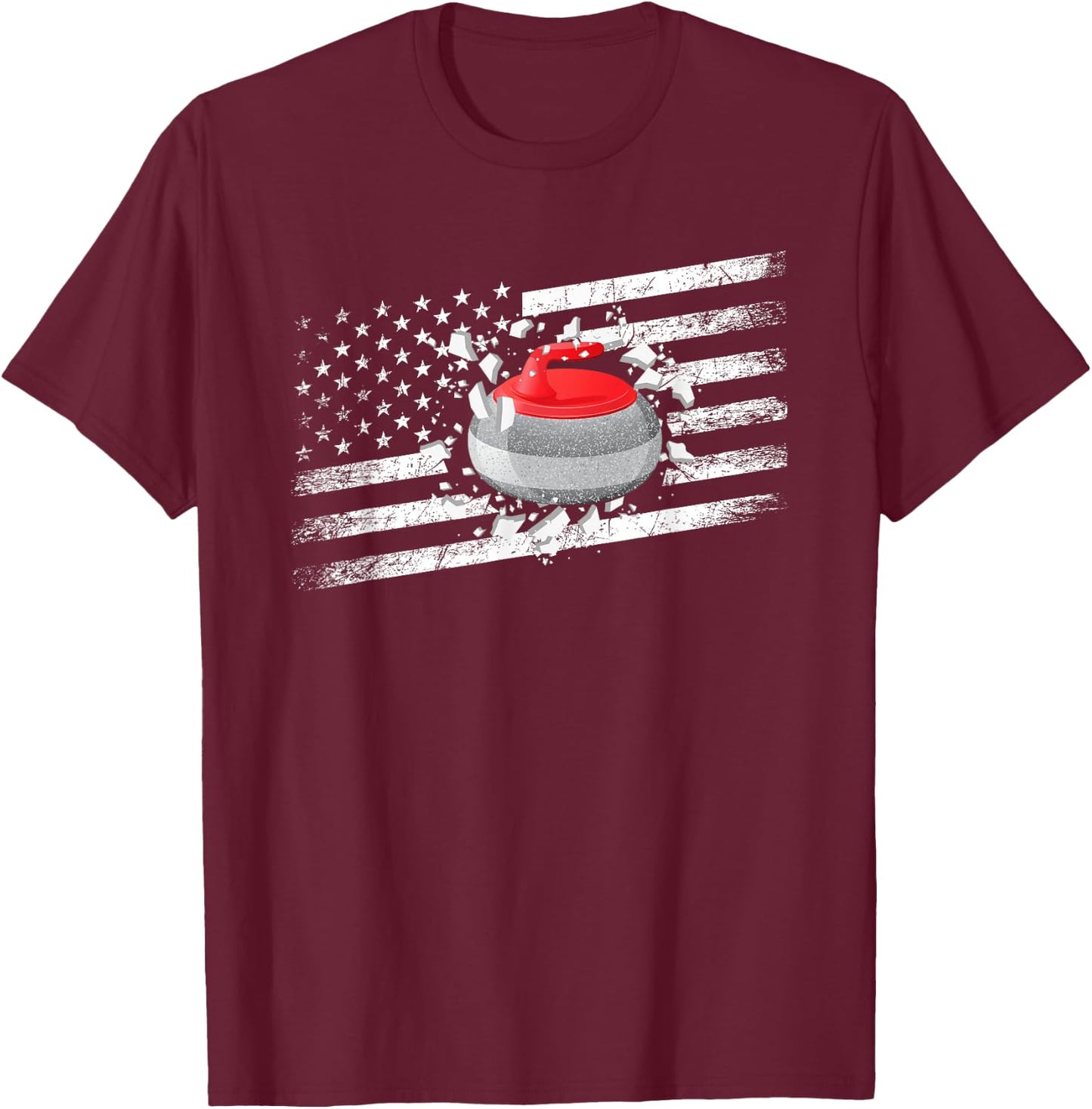Curling Player Winter Sports Graphic Design - Curling T-Shirt - T-Shirt | Maroon