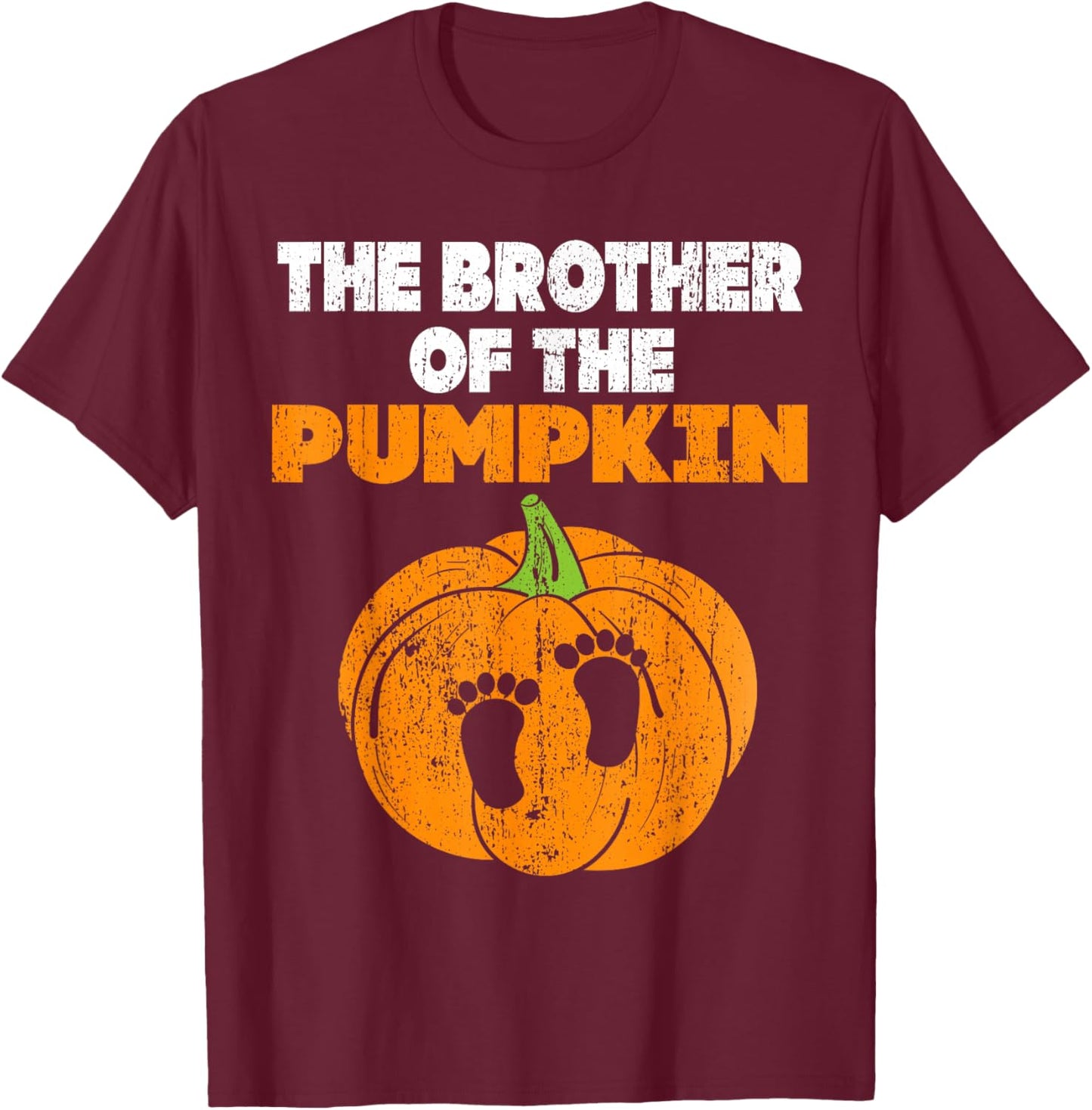 Halloween Pregnancy Costume Expecting Pumpkin Brother T-Shirt - T-Shirt | Maroon