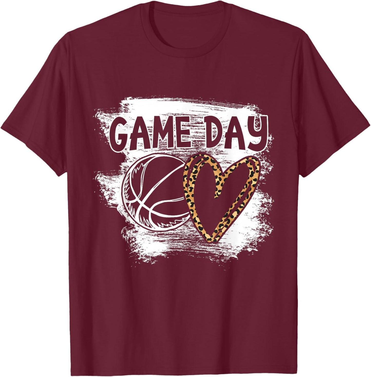 Basketball Player Game Day Leopard Cheetah Basketball Fan Small T-Shirt - T-Shirt | Maroon