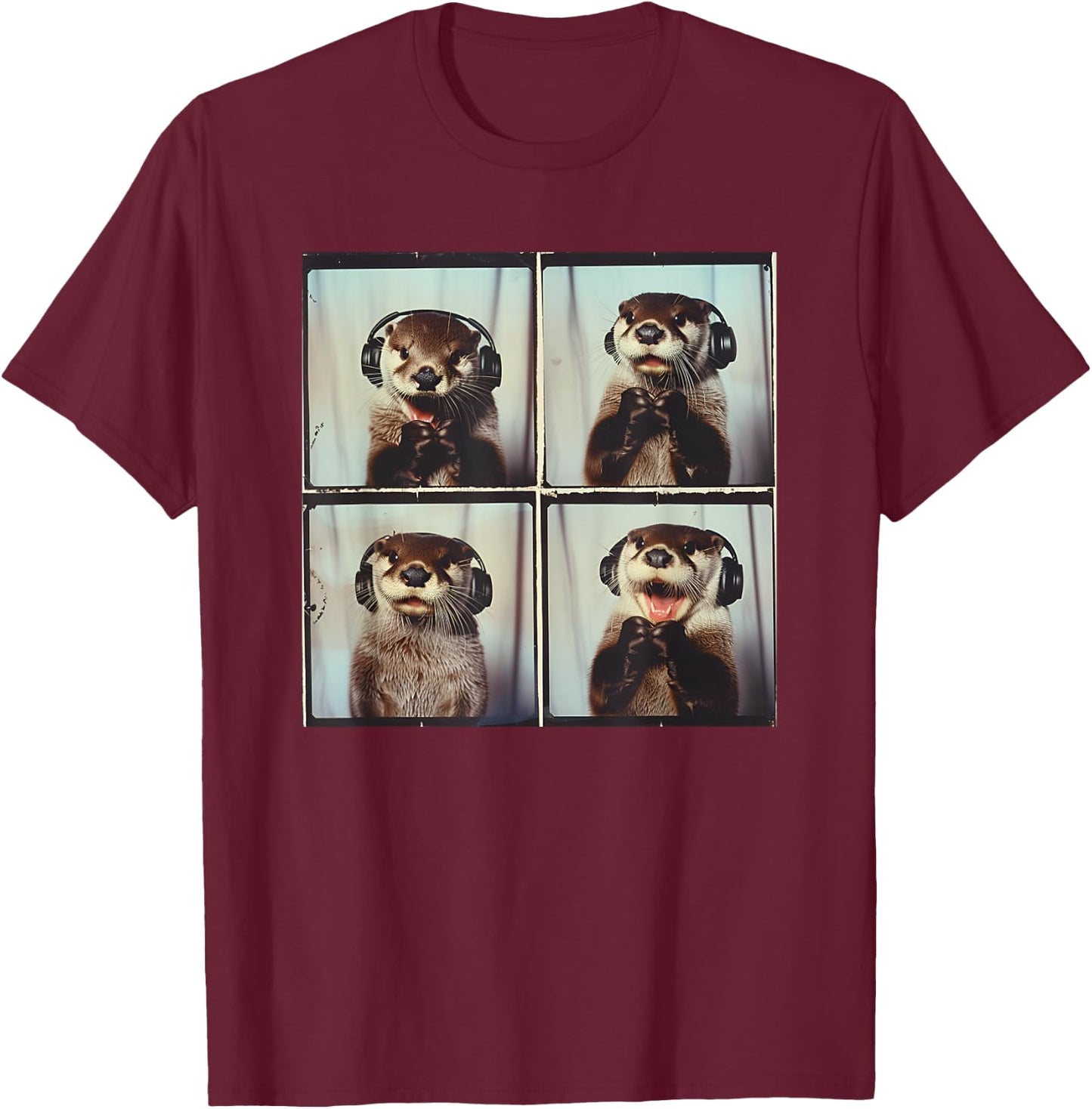 Cute Sea Otter ASD Autism Sensory Music Autistic Otter Lover T-Shirt - T-Shirt | Maroon