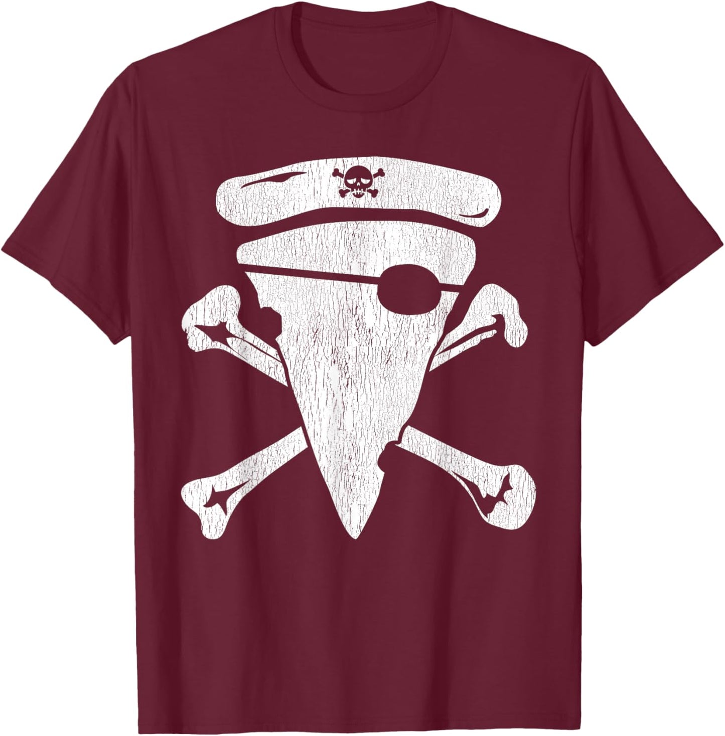 Pirate Pizza Skull Crossbones Funny Halloween Costume T-Shirt - T-Shirt | Maroon