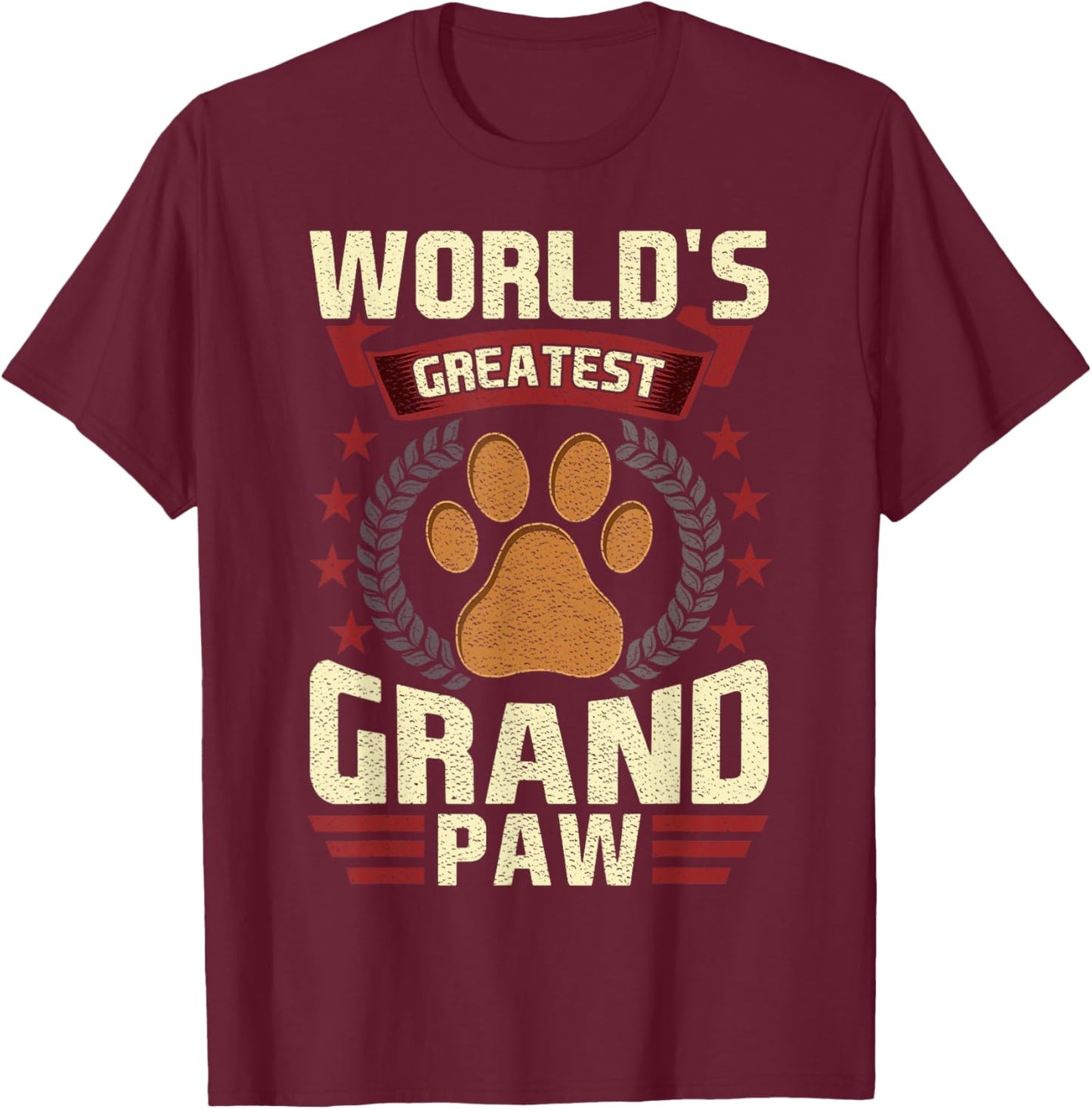 World's Greatest Grandpa Shirt Grand Paw Dog Lover GrandPaw T-Shirt - T-Shirt | Maroon