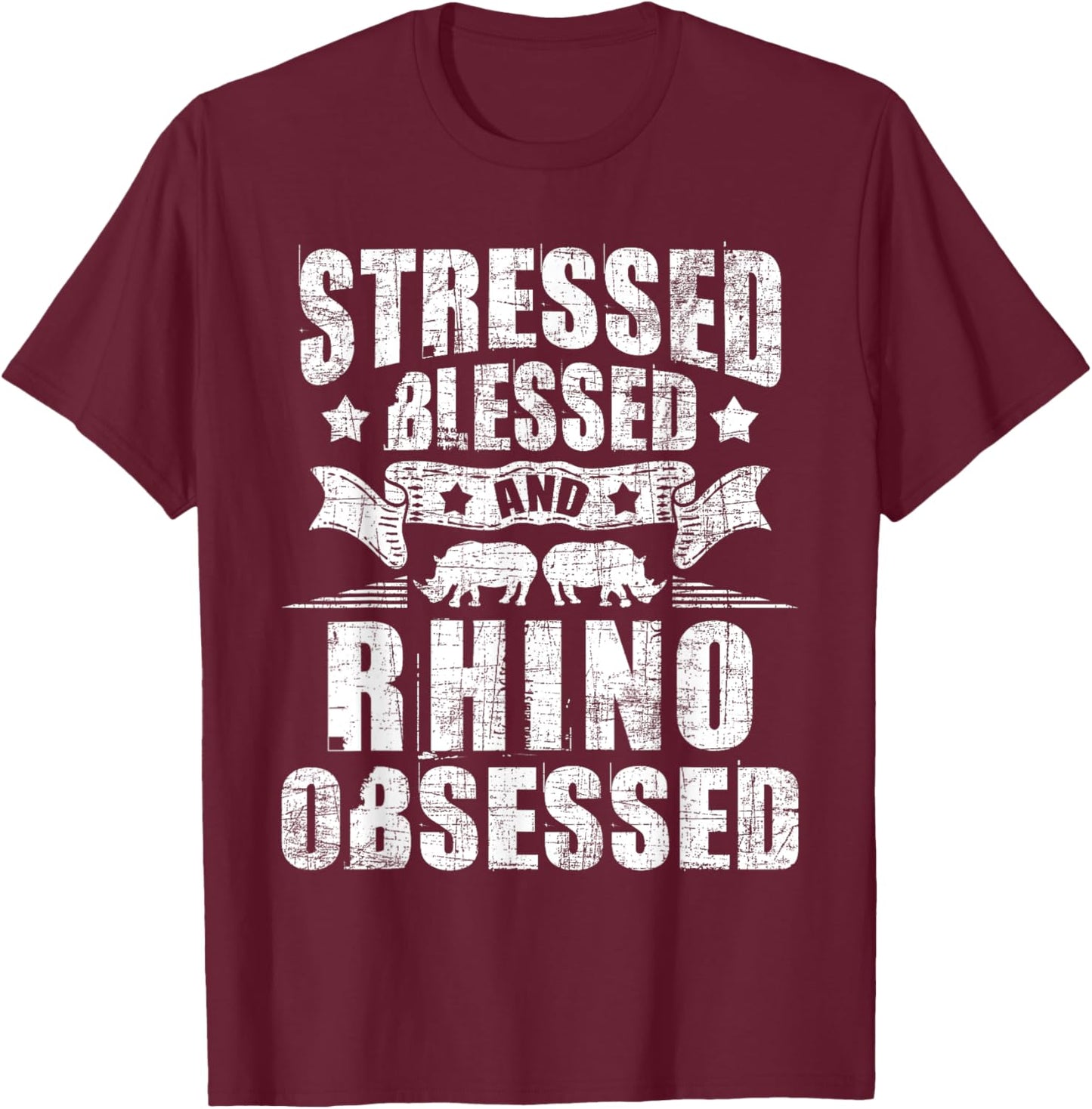 Rhino Obsessed - Safari Animal Lover Rhinoceros Zoologist T-Shirt - T-Shirt | Maroon