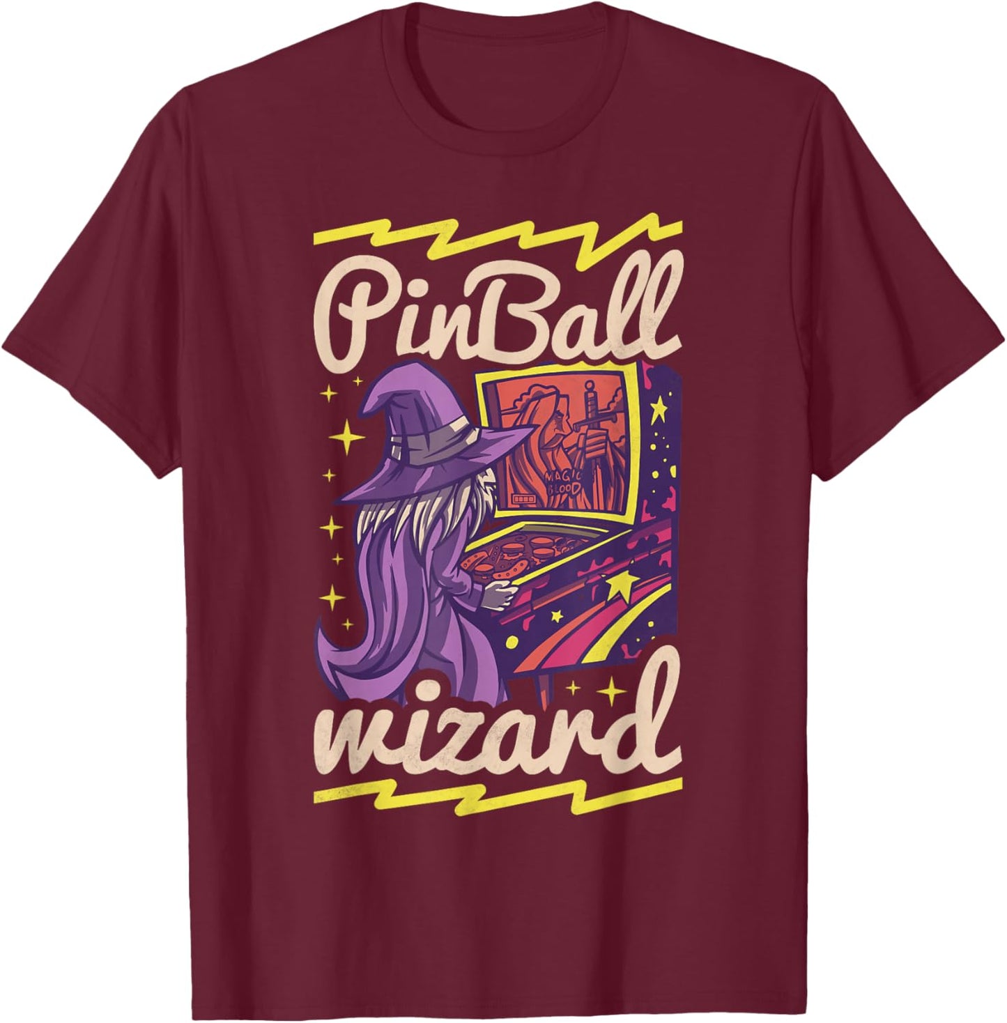 Pinball Wizard, Retro Game T-Shirt - T-Shirt | Maroon