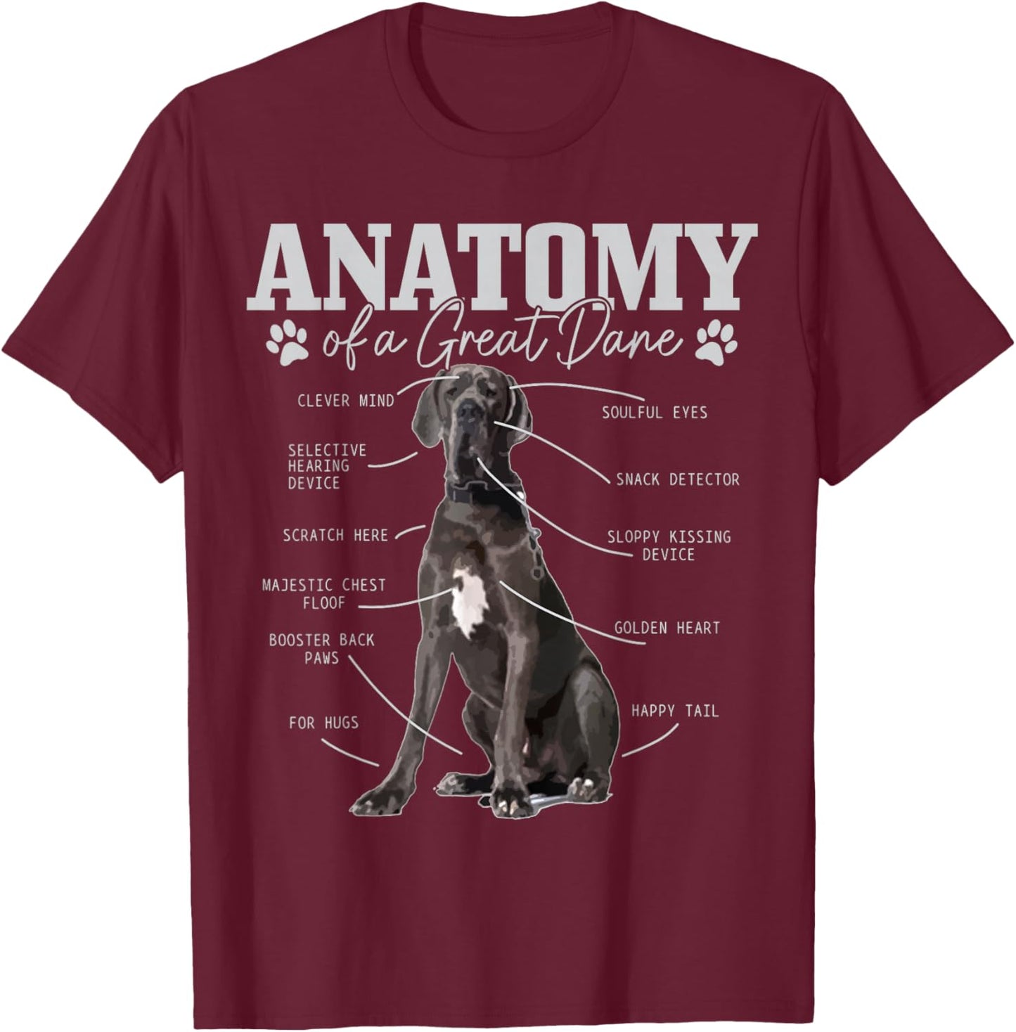 Anatomy of A Great Dane Funny Cute Dog Mom Dad T-Shirt - T-Shirt | Maroon