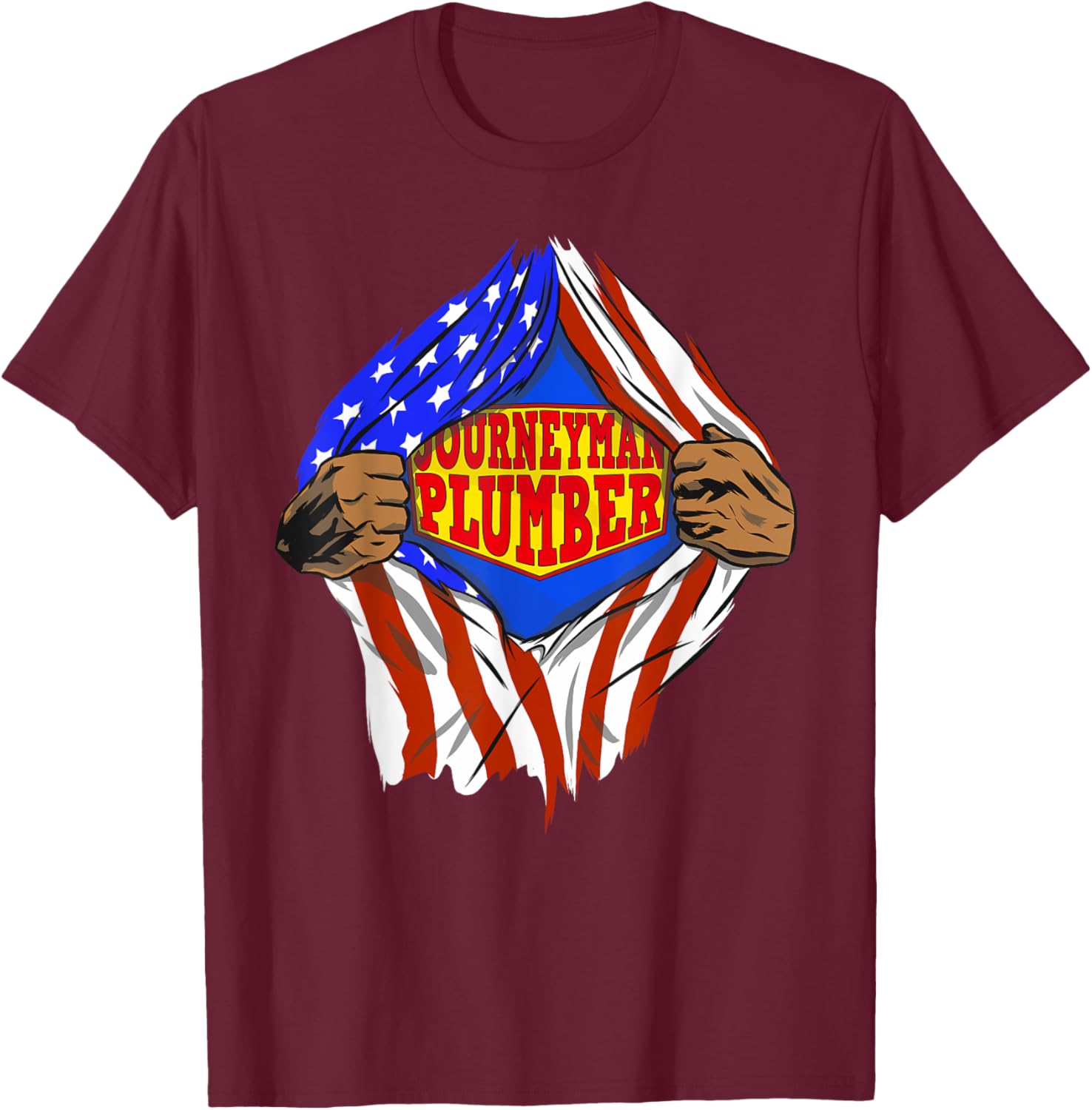Funny Super Journeyman Plumber Hero Job T-Shirt - T-Shirt | Maroon