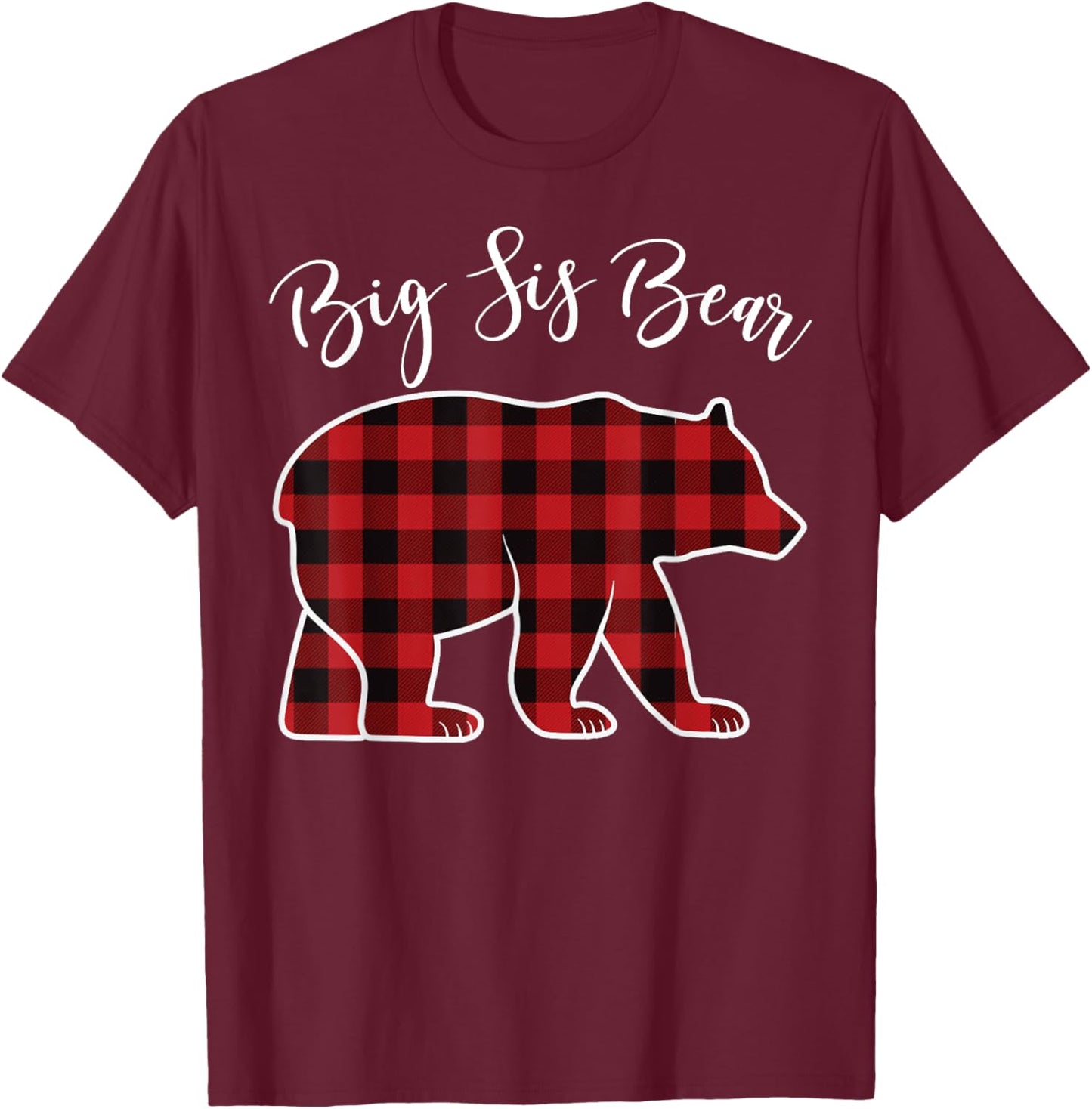 Sister Bear Pajama Red Buffalo Xmas Funny Family Christmas T-Shirt - T-Shirt | Maroon