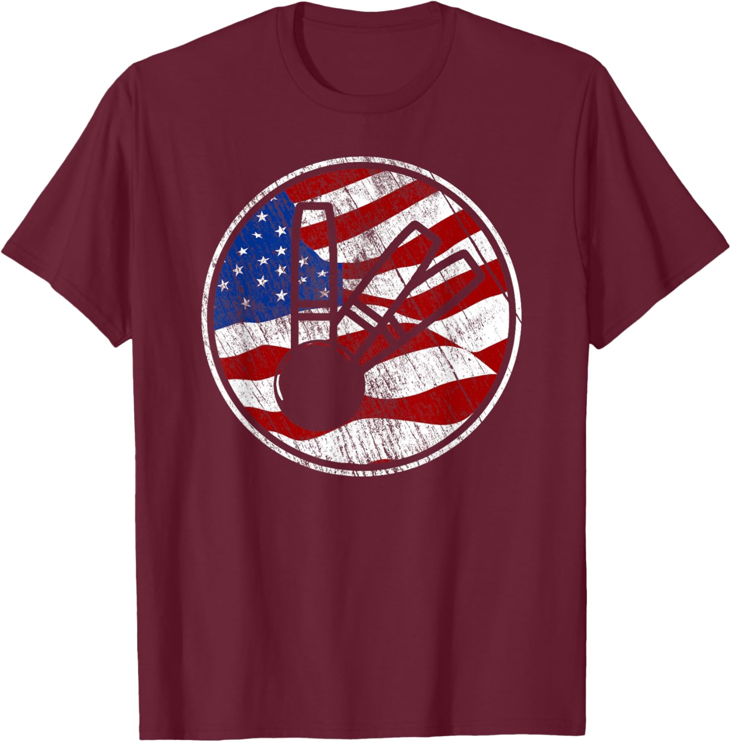 Candlepin Bowling American Flag - Vintage Candlepin Bowling T-Shirt - T-Shirt | Maroon
