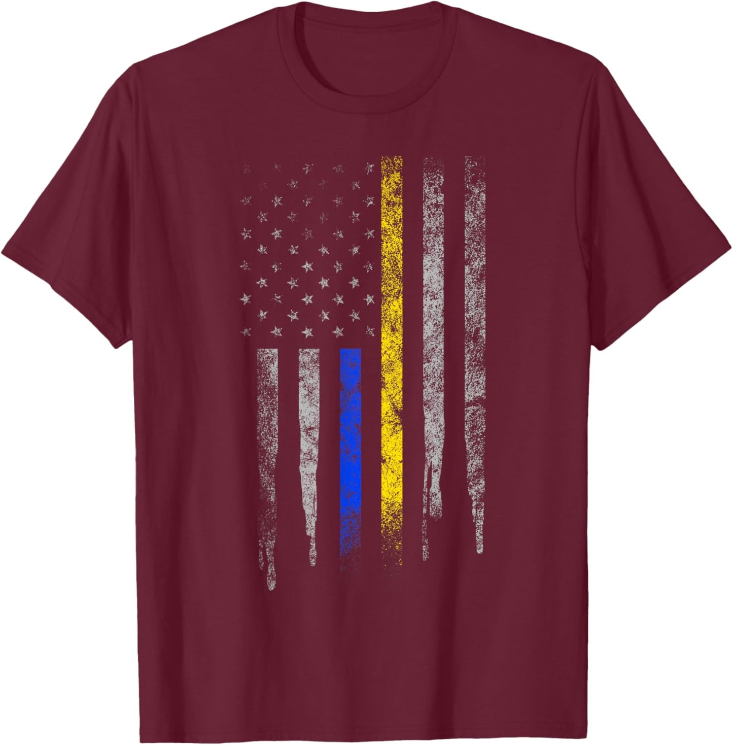 Gold Blue Line 911 Police Dispatcher First Responder T-Shirt - T-Shirt | Maroon