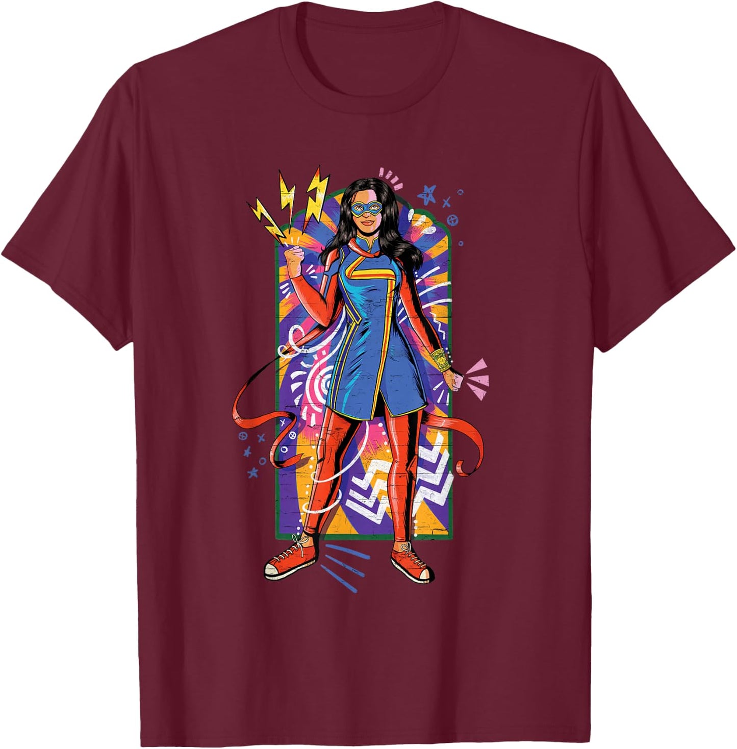 Marvel Ms. Marvel Kamala Khan Mural Art T-Shirt - T-Shirt | Maroon