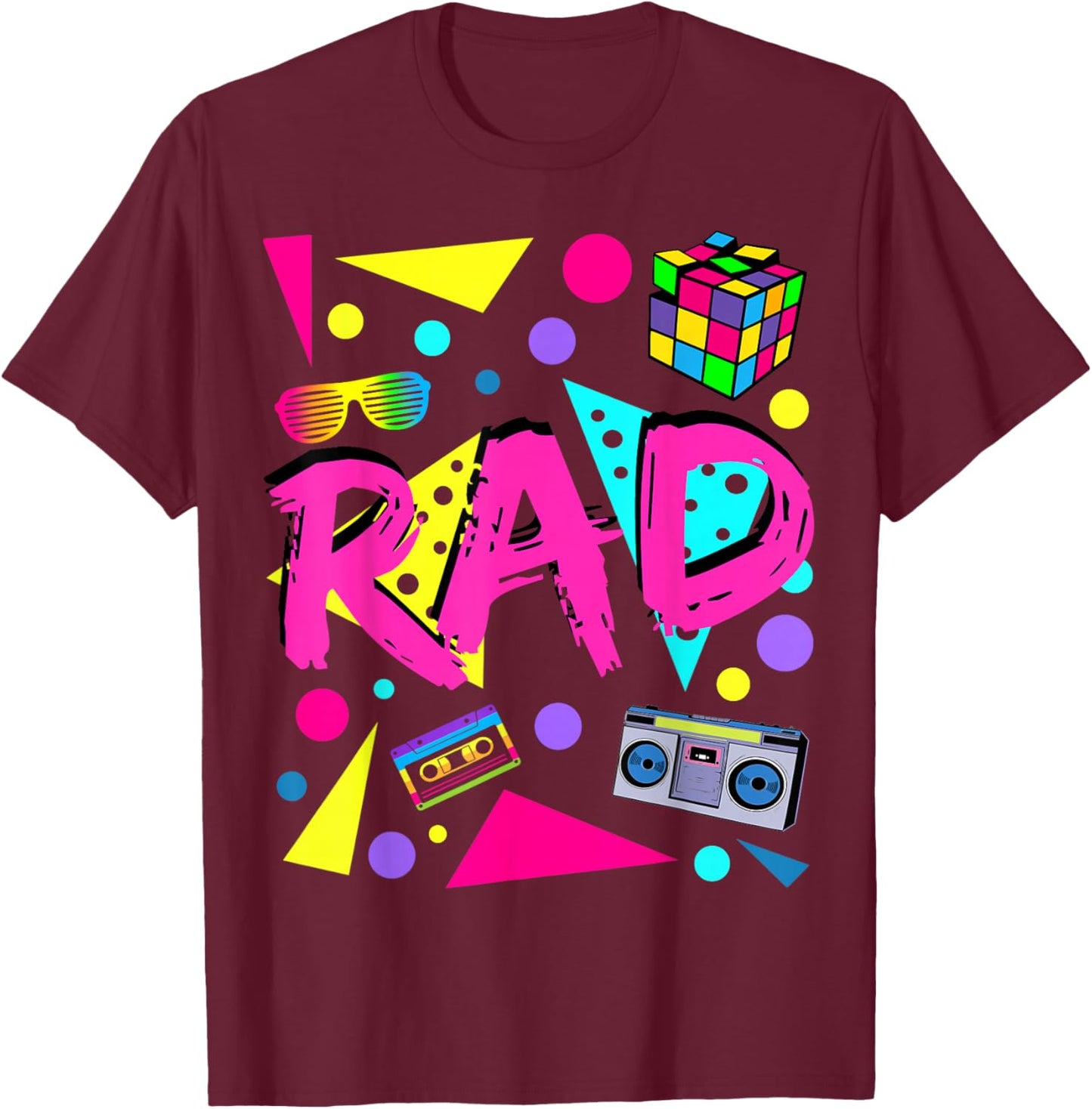 Rad 1980s Vintage Eighties Costume Party T-Shirt - T-Shirt | Maroon