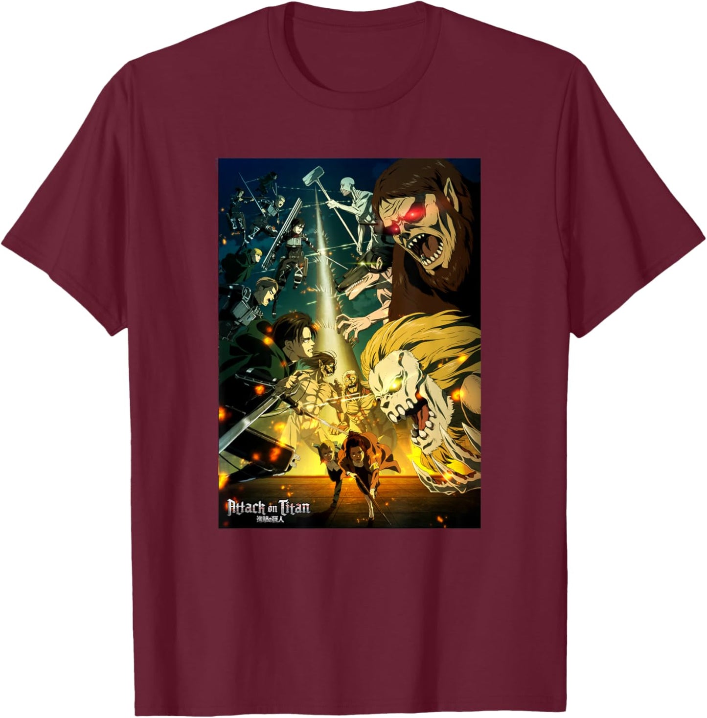 Attack on Titan Season 4 Final Season Poster Anime T-Shirt - T-Shirt | Maroon