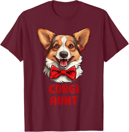 Cute Corgi Aunt Dog Lovers Gift Funny Puppy Corgi Owner T-Shirt - T-Shirt | Maroon