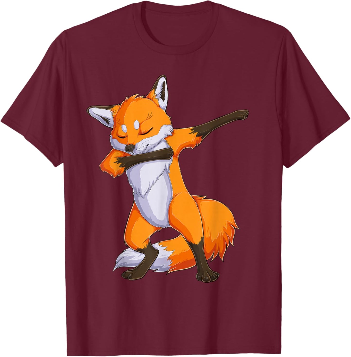 Fox Dabbing Fox Funny Animal Foxes Lover Boys Girls Kids Men Small T-Shirt - T-Shirt | Maroon