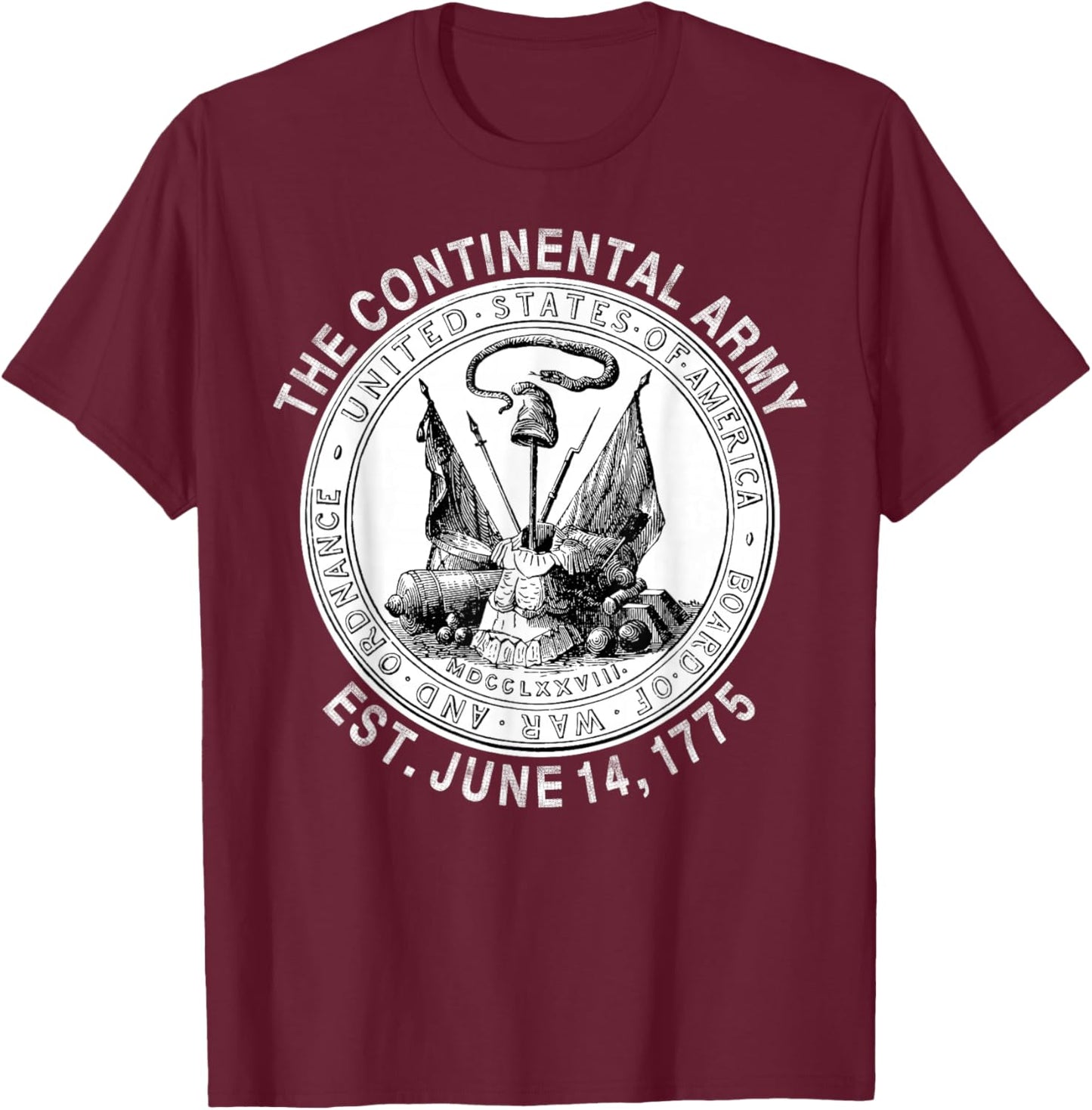 Continental Army America Independence Revolutionary War Seal T-Shirt - T-Shirt | Maroon