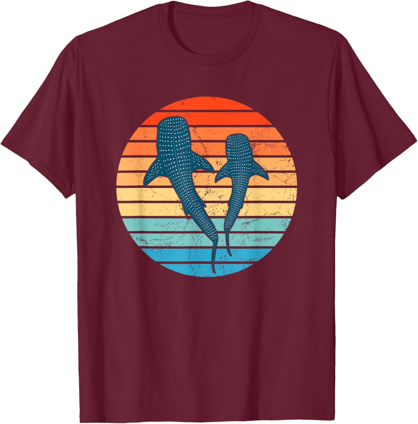 Whale Shark Vintage Sunset T-Shirt - T-Shirt | Maroon