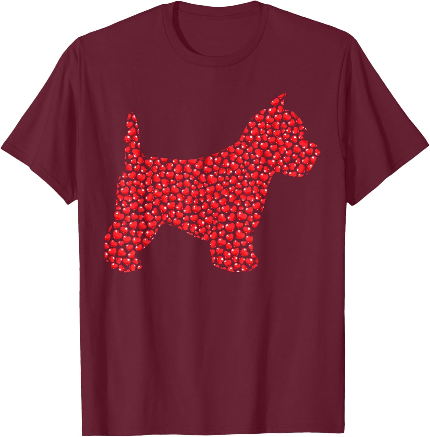 Funny Westie Dog Lover Hearts Love Westie Valentine T-Shirt - T-Shirt | Maroon