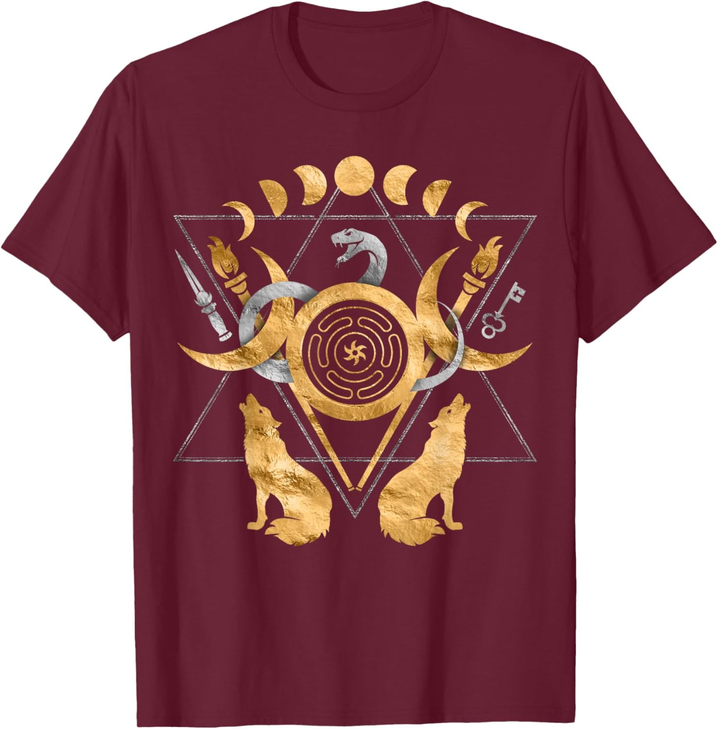 Symbols of Hecate Ornament T-Shirt - T-Shirt | Maroon