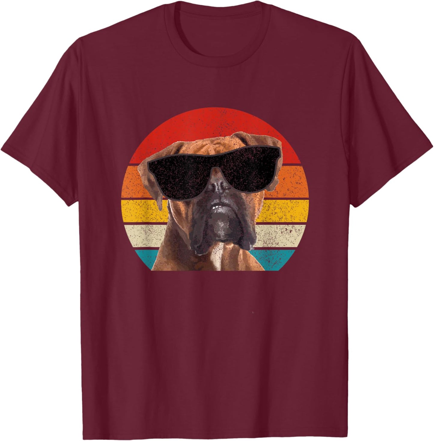 Boxer Dog Sunglasses Vintage Funny Dog Men Women Kids T-Shirt - T-Shirt | Maroon