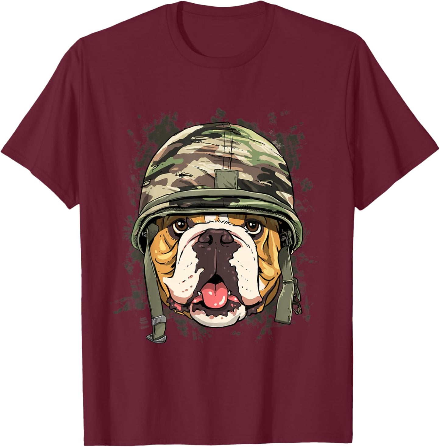 American Bulldog Soldier Veteran Dog - Army Dog Lover T-Shirt - T-Shirt | Maroon