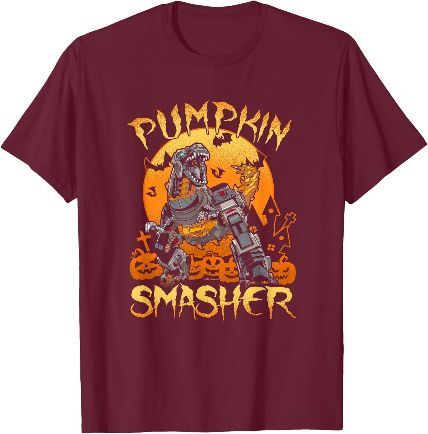 Transformers Evergreen Halloween Grimlock Pumpkin Smasher T-Shirt - T-Shirt | Maroon