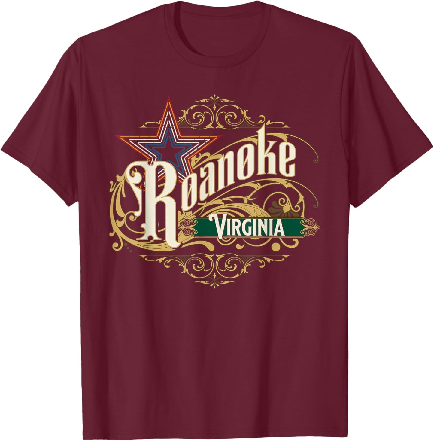 Roanoke VA Blue Ridge Mountains Virginia Mill Mountain Star T-Shirt - T-Shirt | Maroon