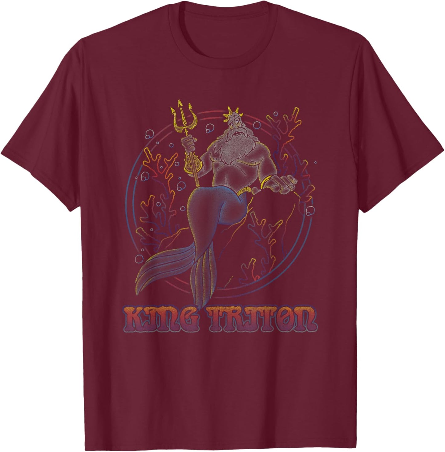 Disney The Little Mermaid King Triton Coral Circle Throne T-Shirt - T-Shirt | Maroon
