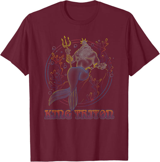 Disney The Little Mermaid King Triton Coral Circle Throne T-Shirt - T-Shirt | Maroon