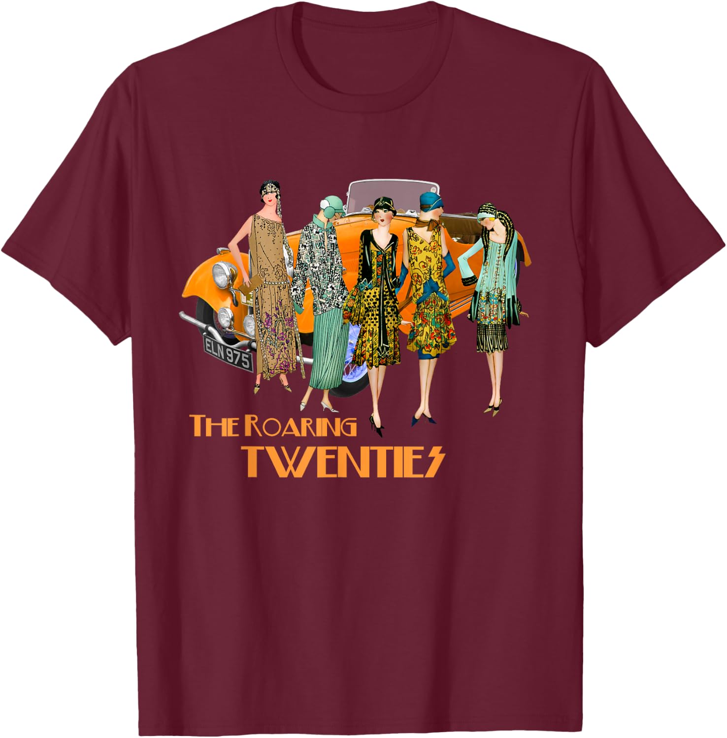 Roaring Twenties Flappers Vintage Classic Car T-Shirt - T-Shirt | Maroon