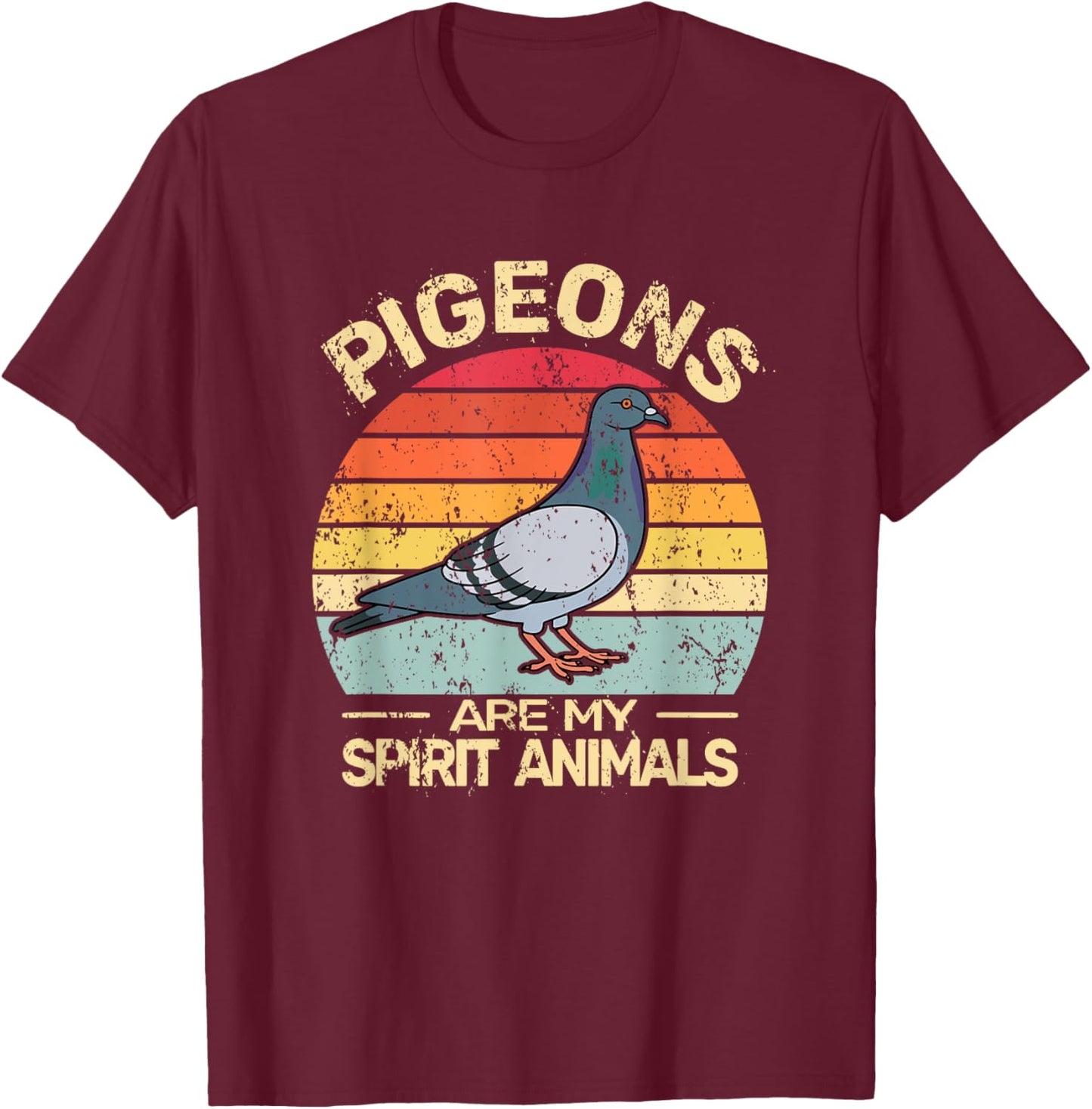 Pigeons are my Spirit Breeder Vintage Doves Retro Pigeon T-Shirt - T-Shirt | Maroon
