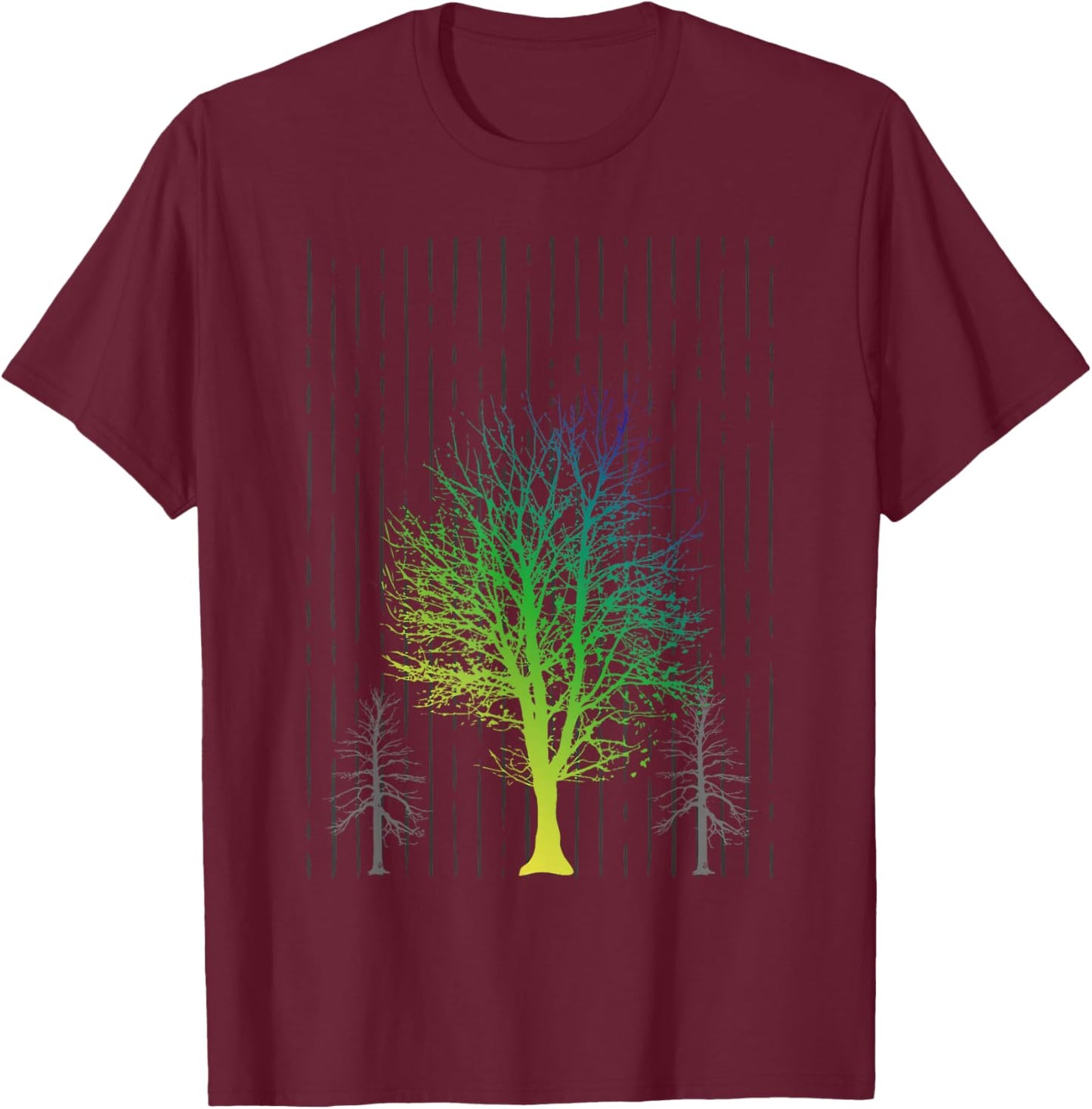 Nature Trees Outdoor Rain Nature Lovers Forest T-Shirt - T-Shirt | Maroon