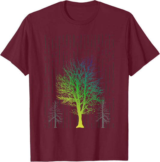 Nature Trees Outdoor Rain Nature Lovers Forest T-Shirt - T-Shirt | Maroon