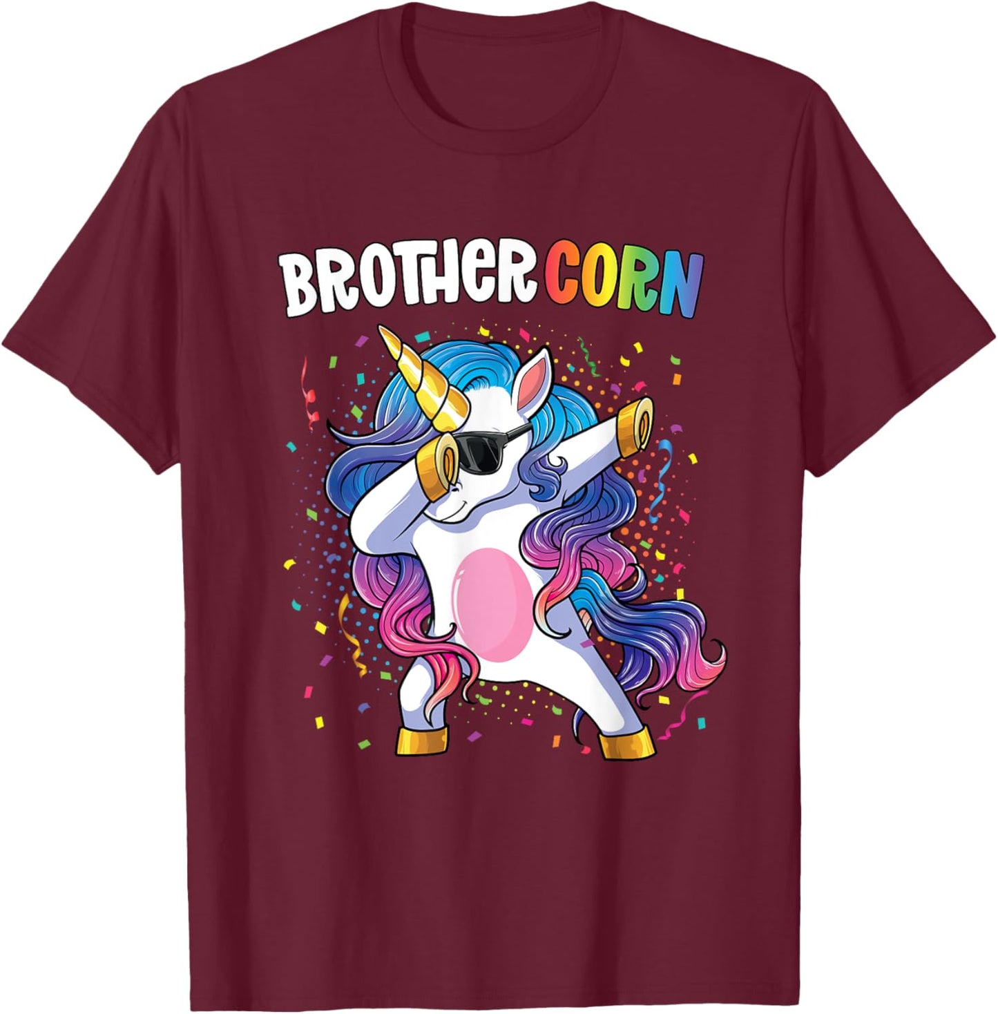 Brothercorn Boys Unicorn Birthday Dabbing Unicorn Brother T-Shirt - T-Shirt | Maroon