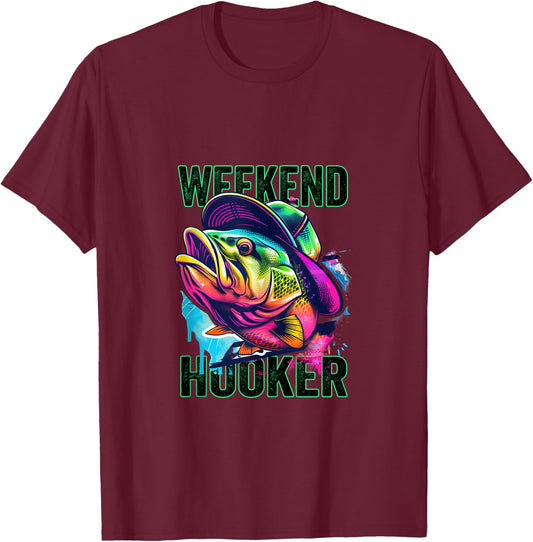 Weekend Hooker Colorful Fishing T-Shirt - T-Shirt | Maroon