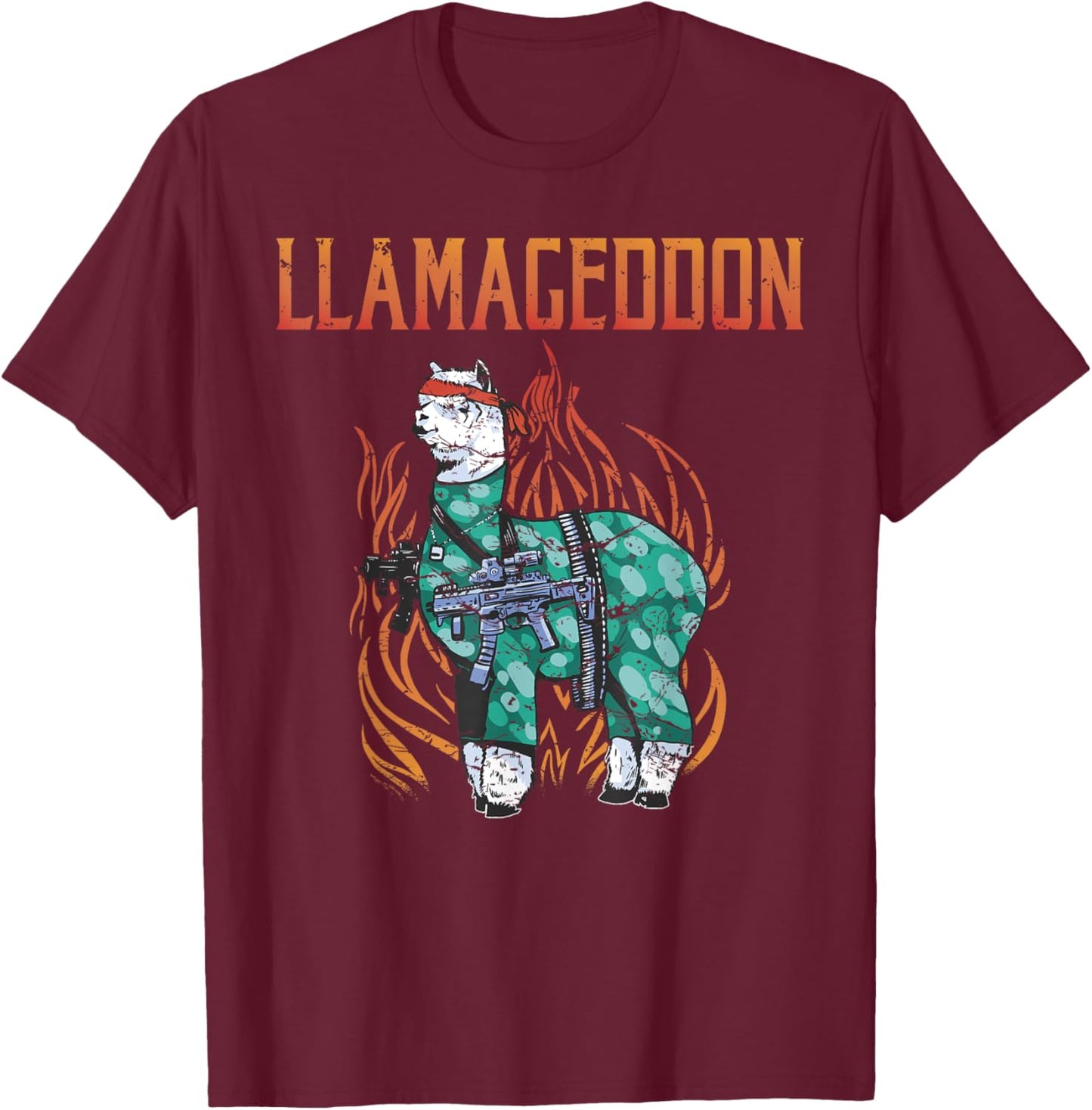 Llamageddon Alpaca Llama Lover T-Shirt - T-Shirt | Maroon