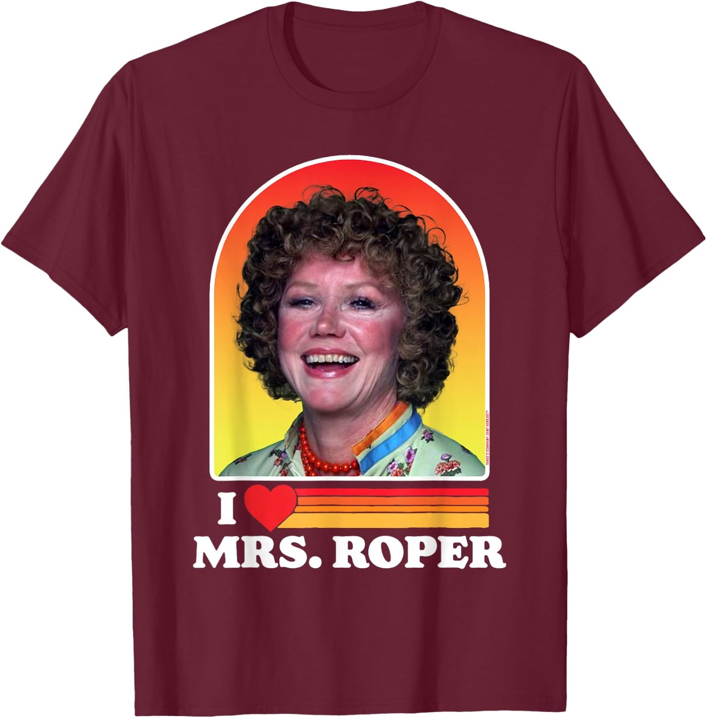 I Love Mrs Roper Helen Roper Three's Company Retro T-Shirt - T-Shirt | Maroon